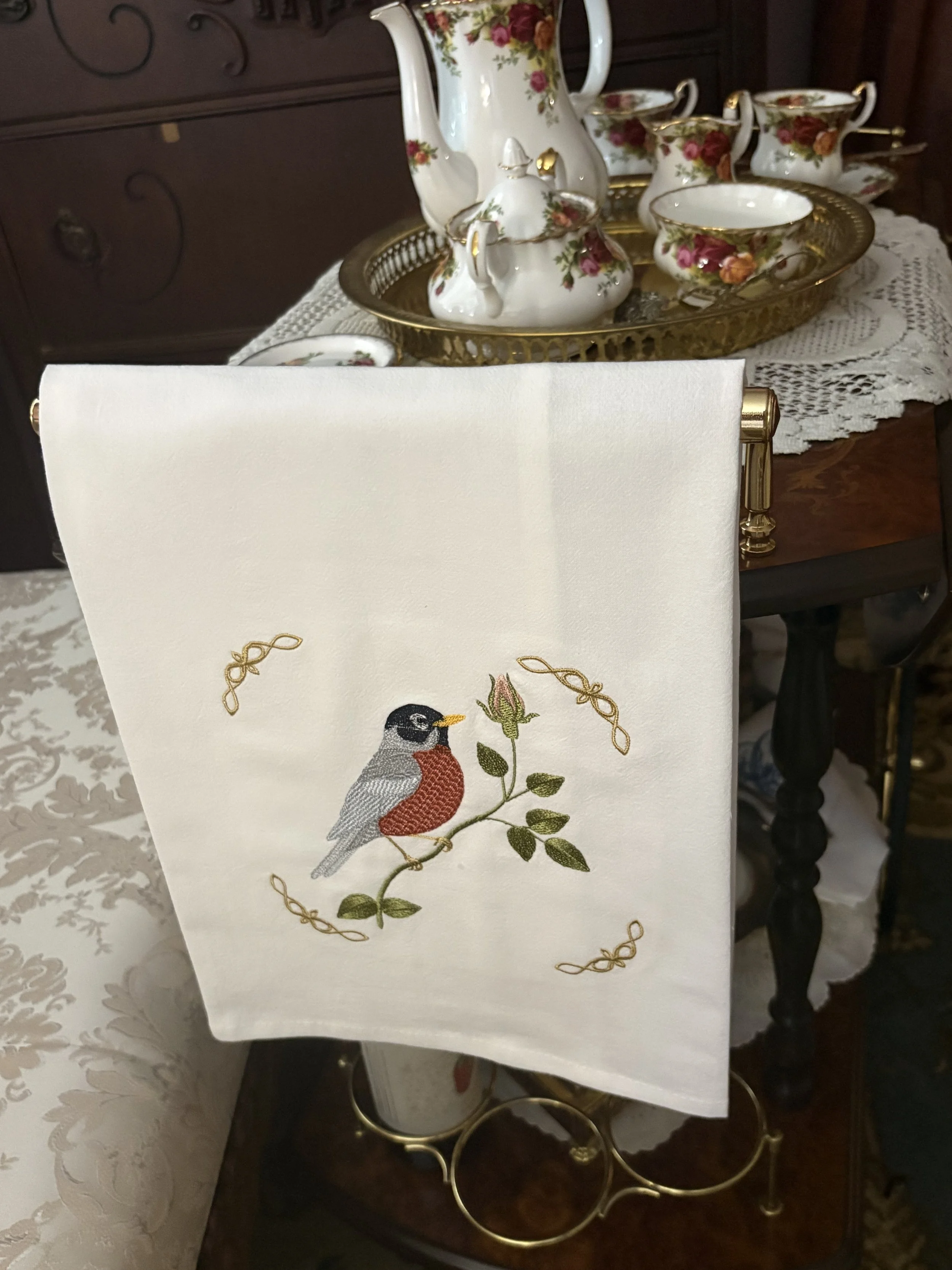 Summer Robin Tea Towel tea cart.jpeg
