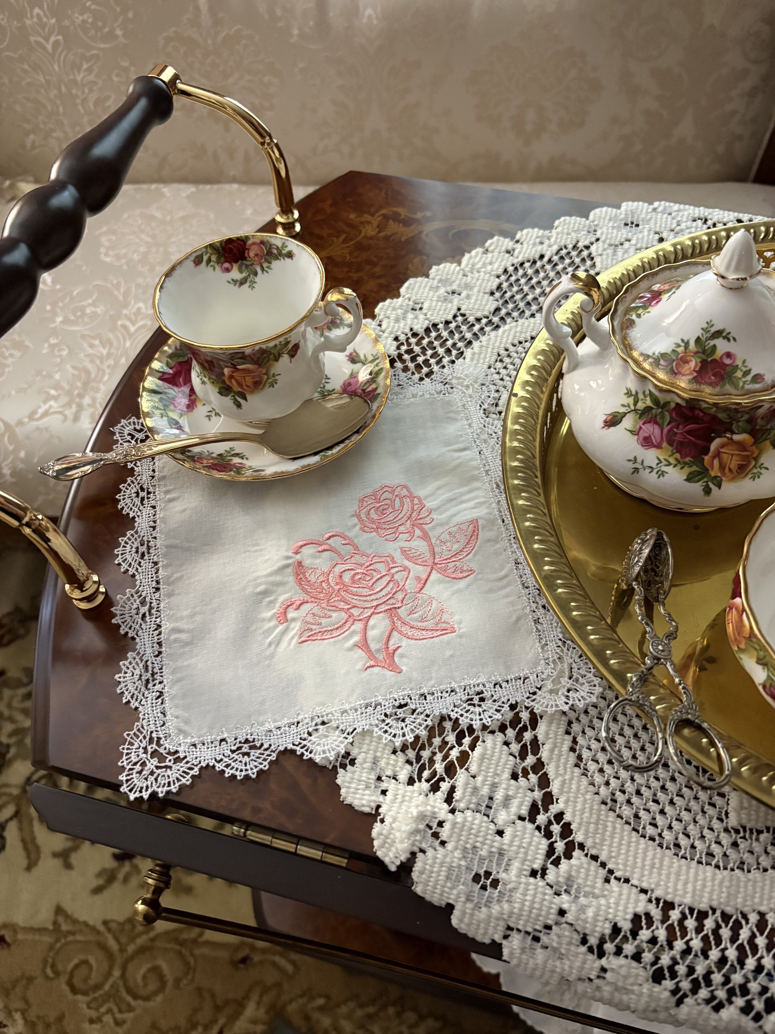 Victorian Rose Lace Handkerchief