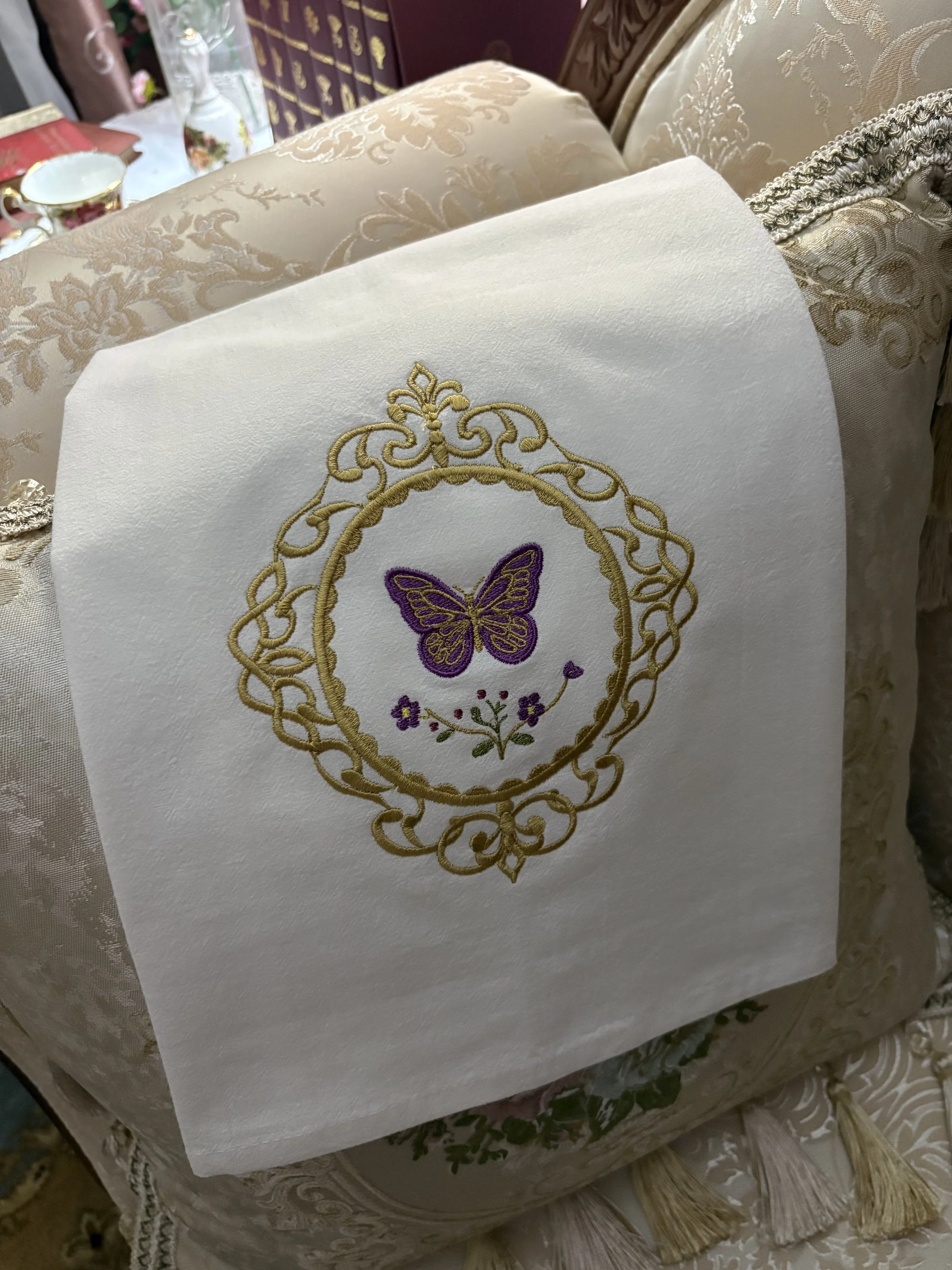 Victorian Cameo Regal Butterfly Tea Towel chaise.jpeg