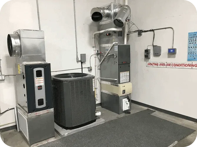 HVAC heating and air conditioning equipment in an industrial or commercial setting