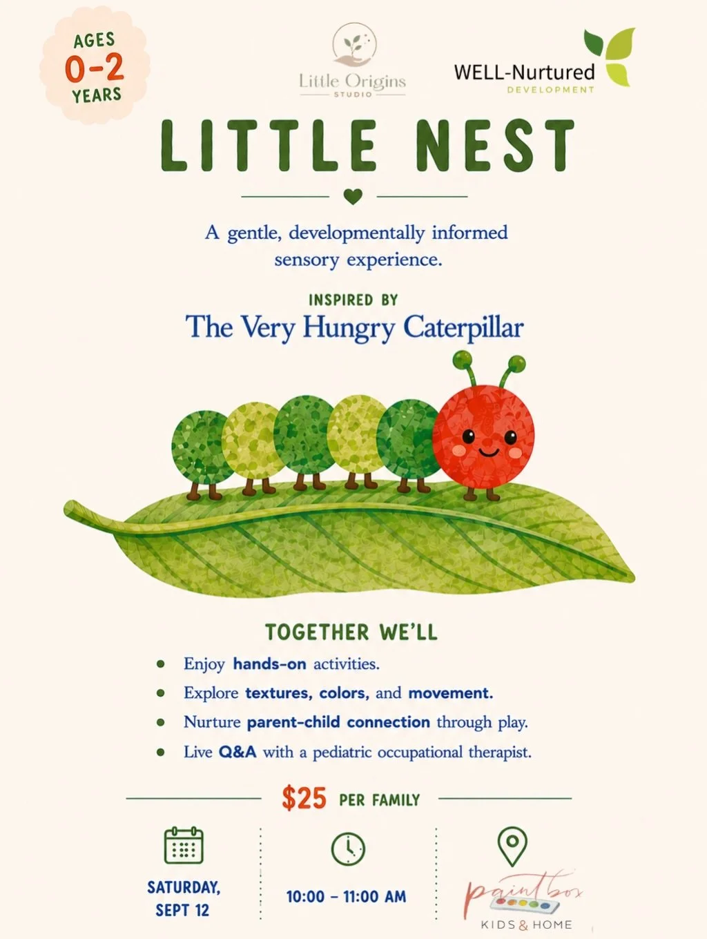 Little Nest is a new Little Origins experience created especially for our littlest explorers 🌱

Designed for little ones ages 0&ndash;2 and their grown-ups, Little Nest is a gentle, developmentally informed sensory experience centered around play, e