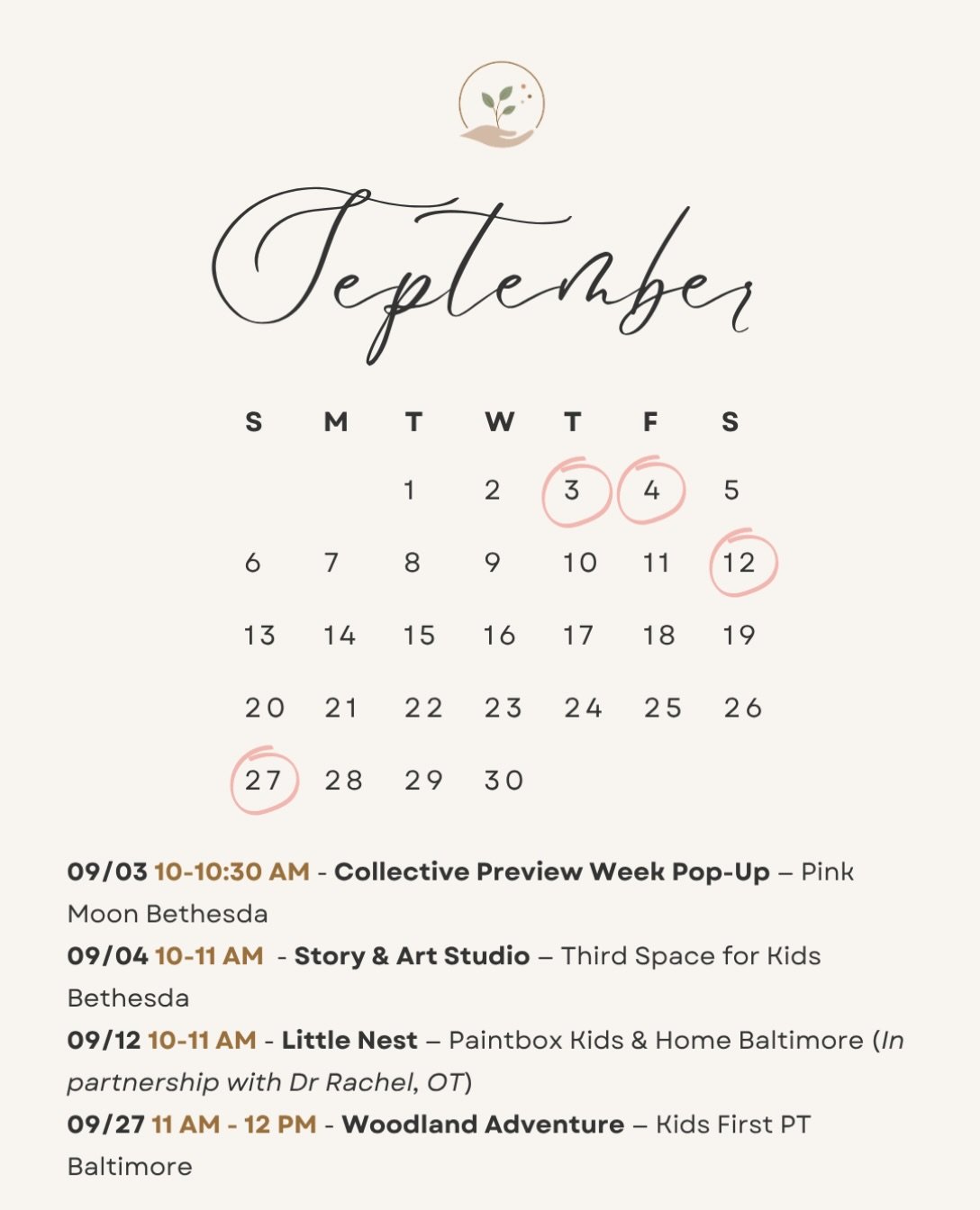September at Little Origins 🍂

✨ Joining Pink Moon&rsquo;s Preview Week + a special offer for our upcoming monthly sessions.
✨ Story &amp; Art Studio officially begins at Third Space for Kids &mdash; every 1st Friday at 10am.
✨ Launching Little Nest