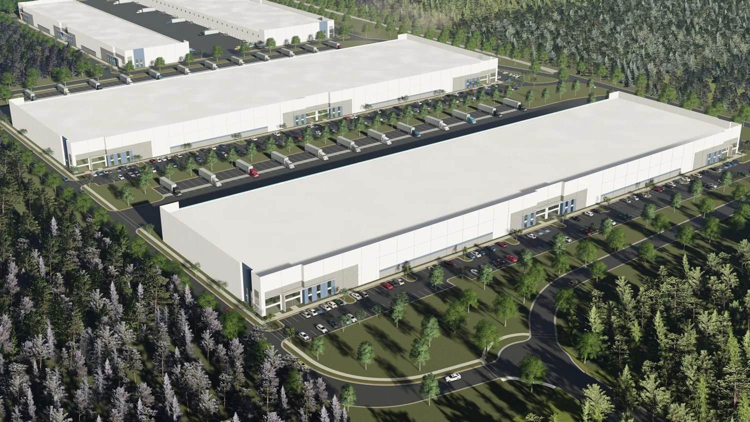A rendering of Parkside Commerce Center. Four Class A Industrial Buildings