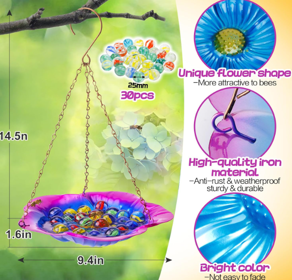 Colorful bee watering station