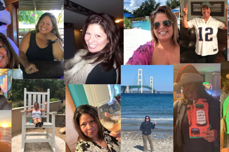 Collage of photos of Selina with family, friends and favorite places