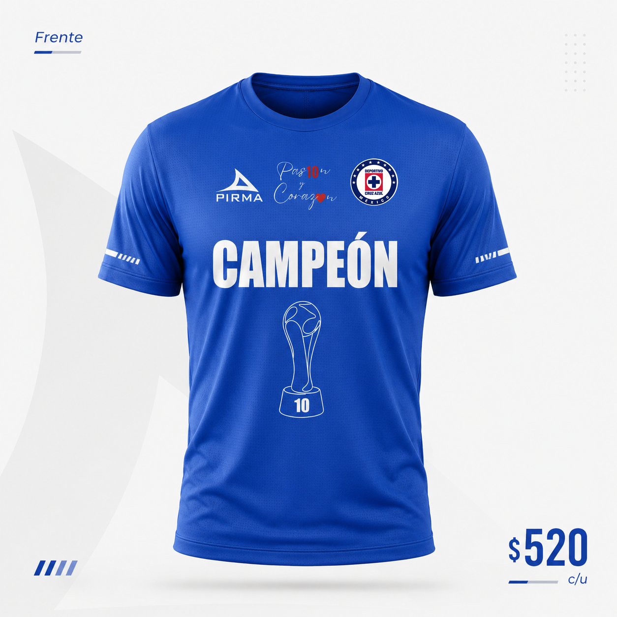 Playera tipo polo Campeón Cruz Azul. Edición Conmemorativa