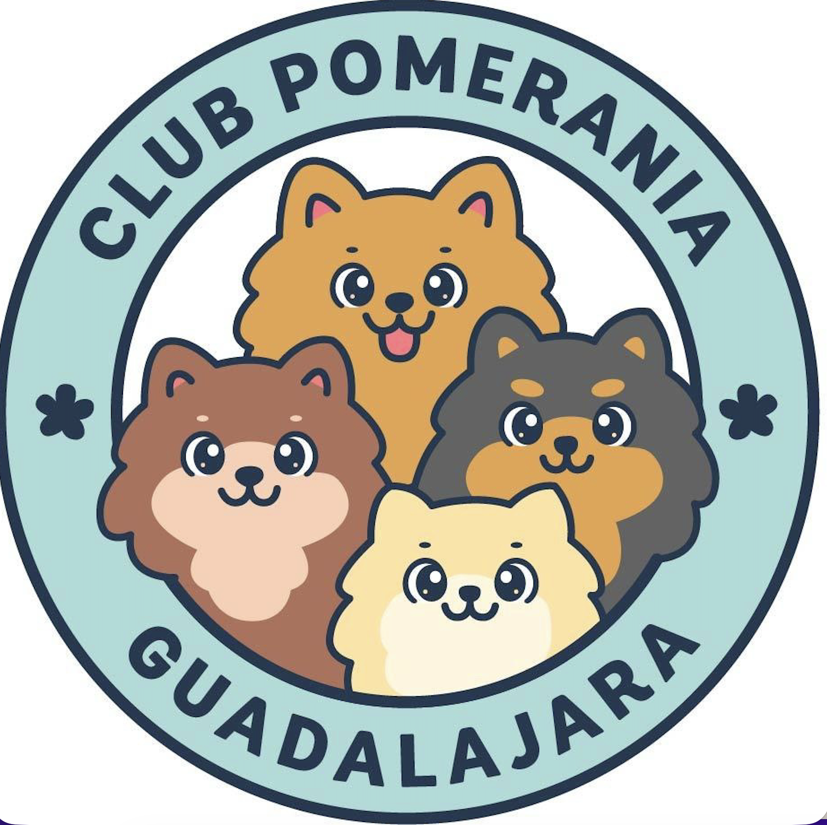 Illustration of a fluffy dog in front of the Golden Gate Bridge with the text 'NORCAL POMS' underneath.