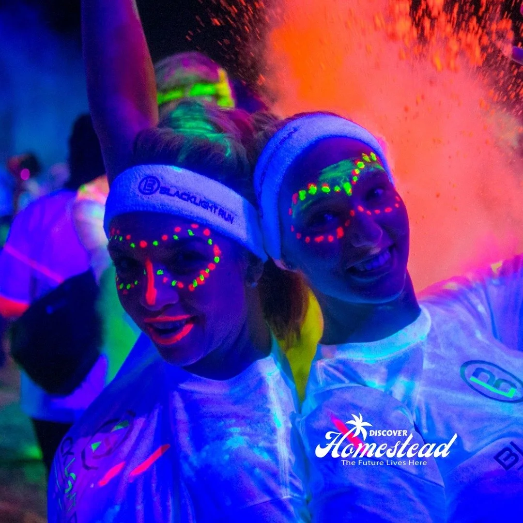 Homestead, get ready to glow!

Registration for the 2026 Blacklight Run is still available for a limited time, and this is one night you do not want to miss. Lace up your sneakers, wear your brightest white and neon gear, and experience an electrifyi