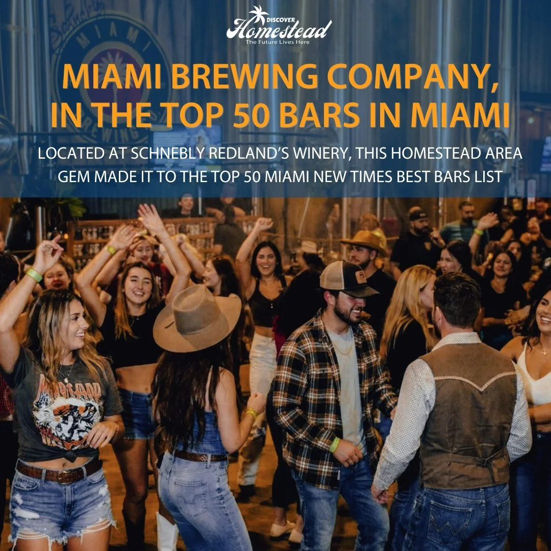 According to the Miami New Times, &ldquo;Miami Brewing Company feels less like a bar and more like a weekend gathering spot for the entire Redland community. Families, cyclists, and road trippers heading toward the Keys fill the open-air brewery for 