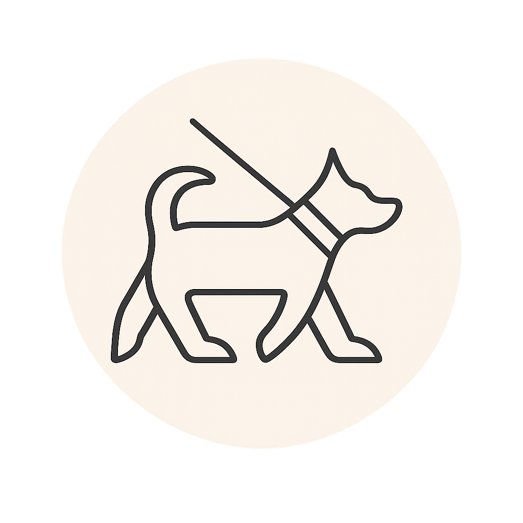 Dog walking icon representing professional dog walking services in Columbia, Missouri.