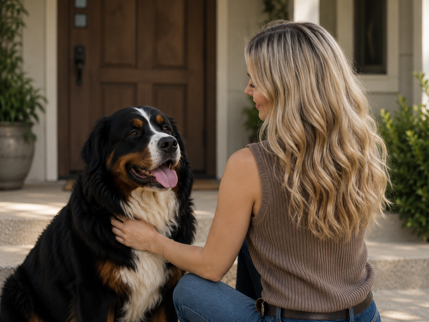 Local professional pet sitter providing personalized care for a Bernese Mountain Dog in Columbia, Missouri