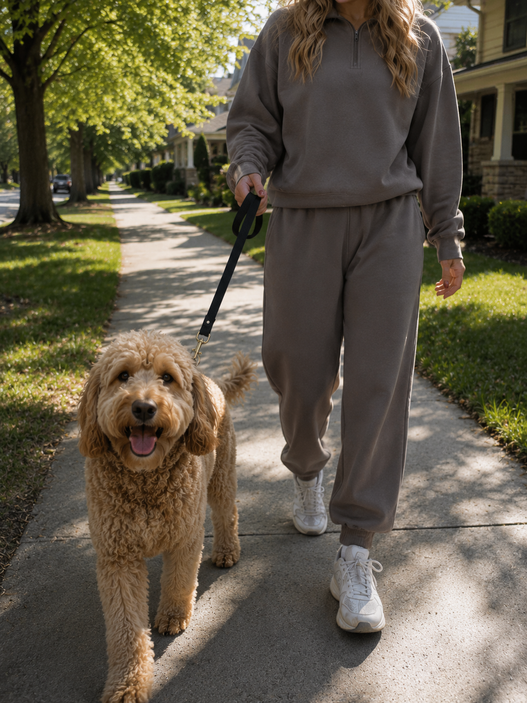 Pet Sitter Walking Dog Doodle On A Leash