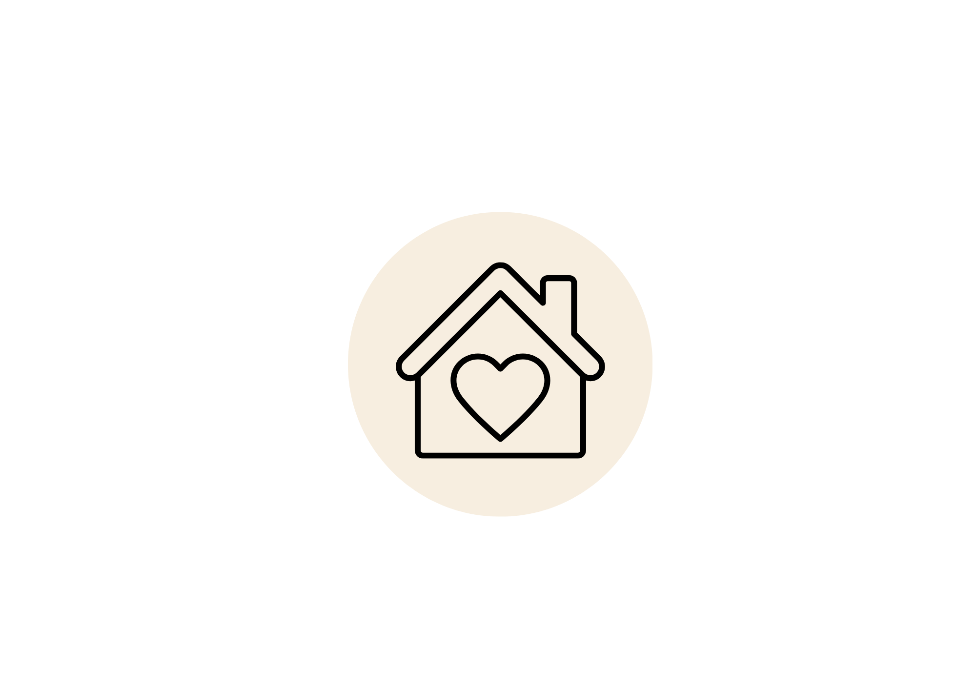 House and heart icon representing in-home pet visits and personalized pet care in Columbia, Missouri.