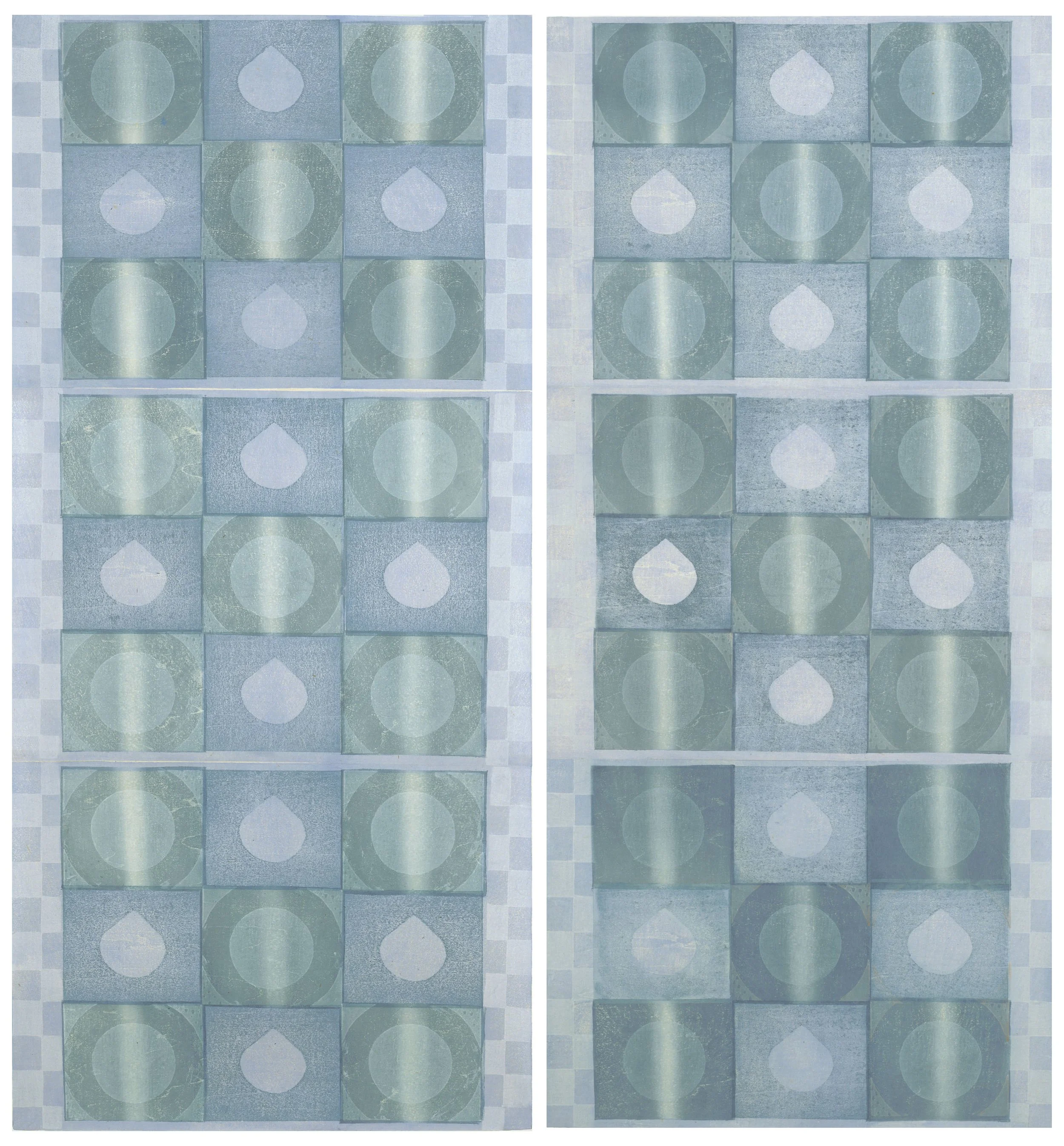 Inner Noren, Portals, 29.5x32.25”, mokuhanga on pansion washi, backed with sekishu washi & paraffin wax, 2025