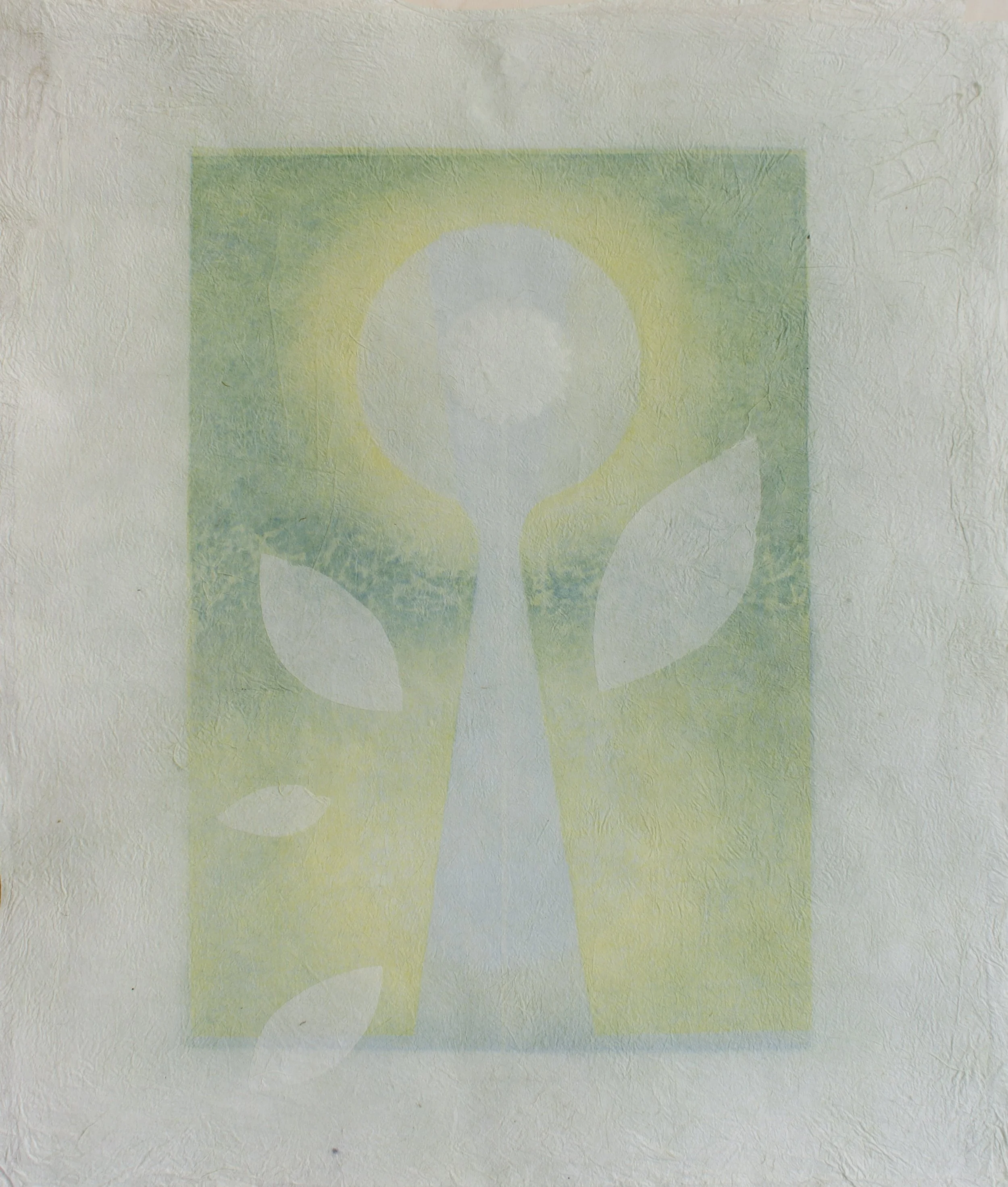 11.5x13", two mokuhanga prints on sekishu-washi, combined together using joomchi technique, 2026