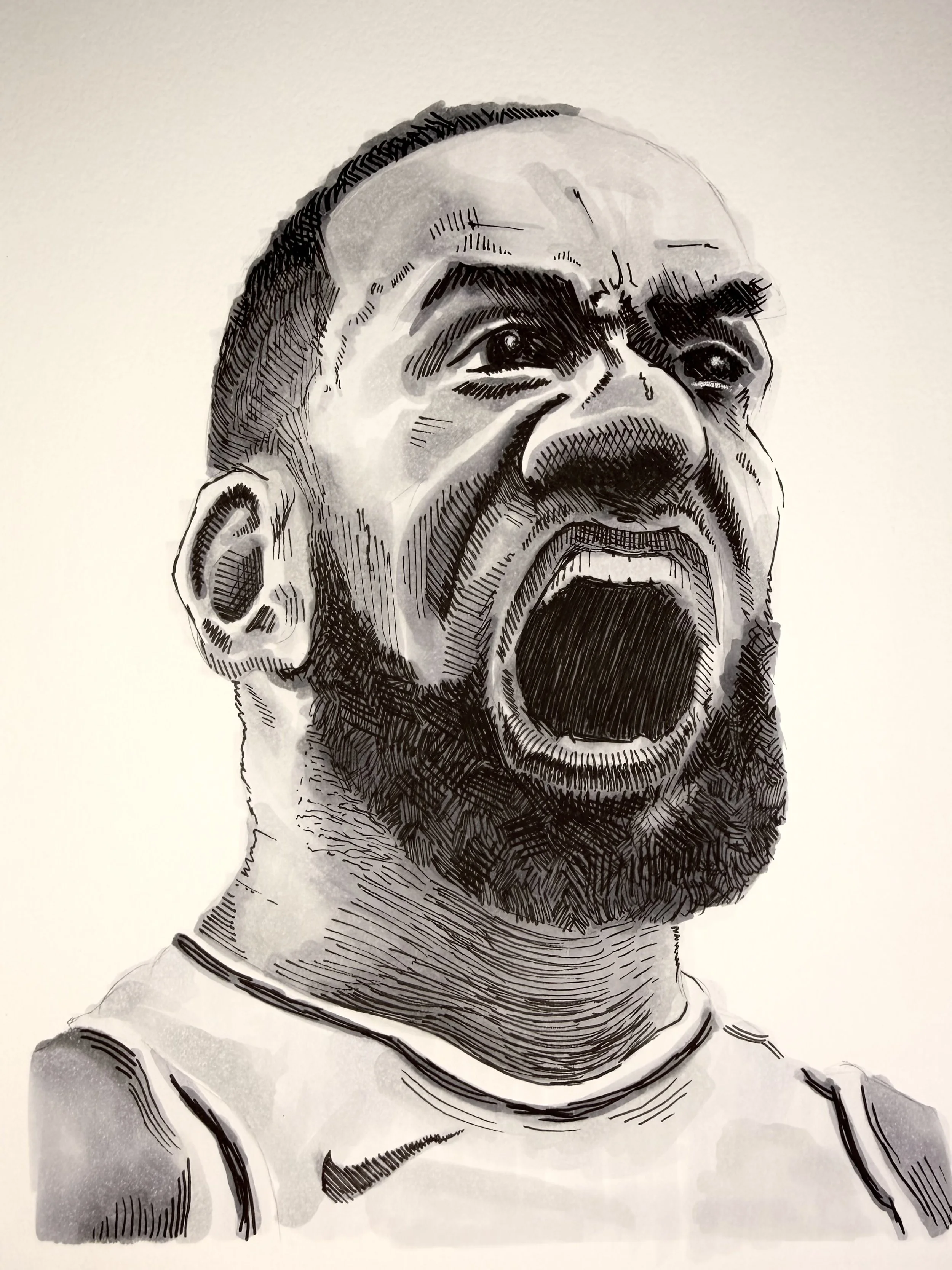 Lebron James, Alcohol Marker and Pen on Paper, 7 x 10 in