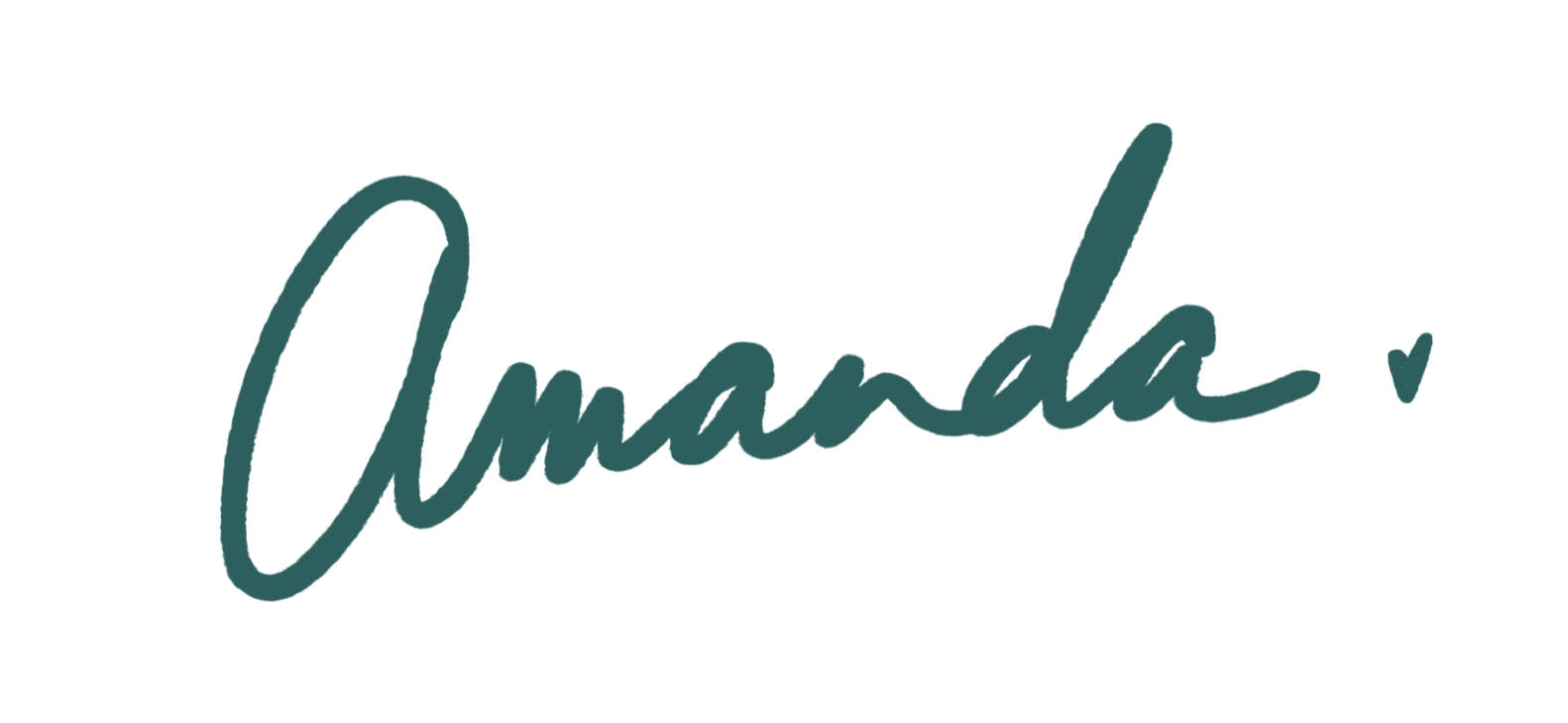Signature-style text that says 'Amanda' with a small heart at the end.