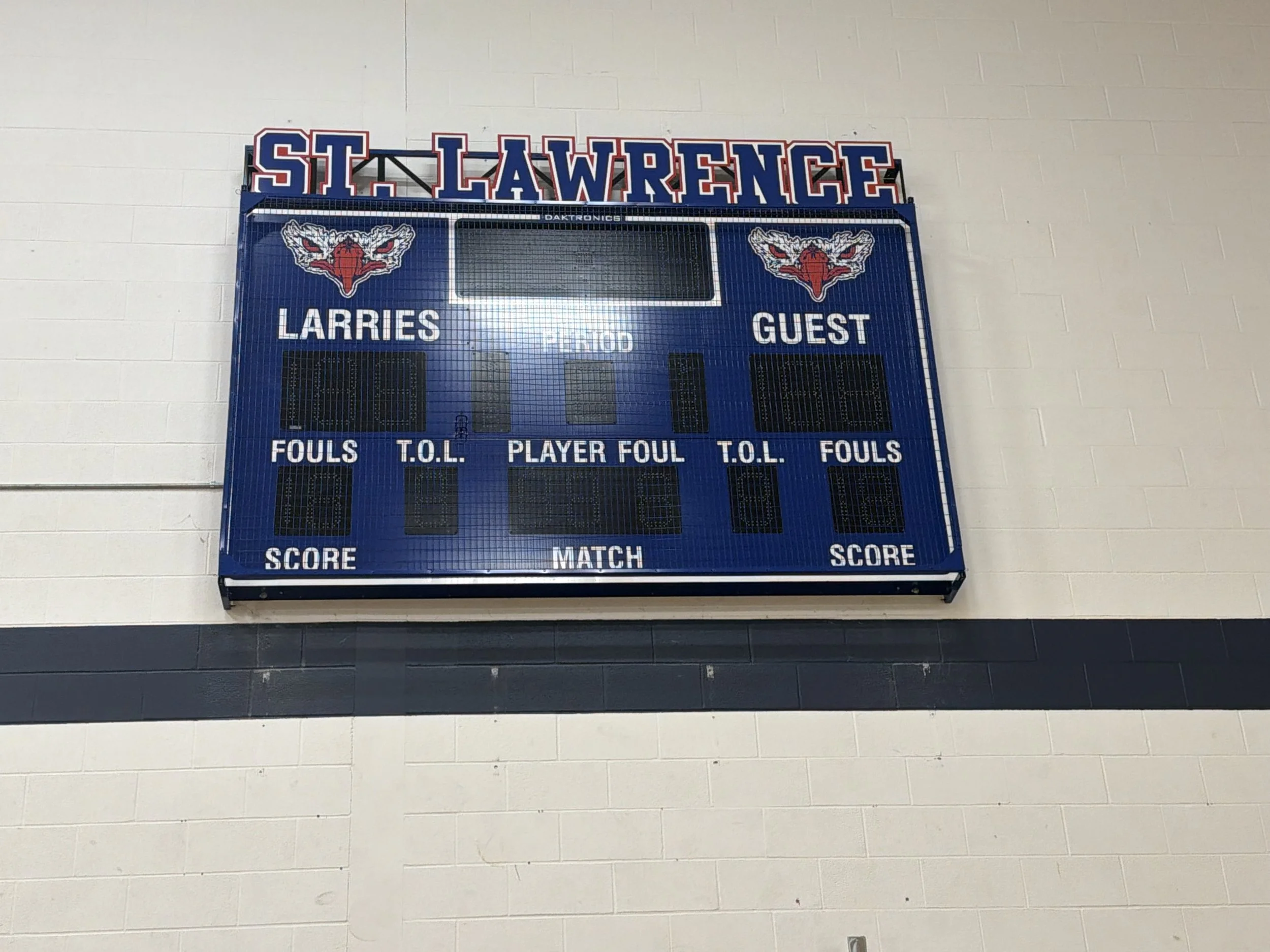New scoreboard in the SLC gymnasium.