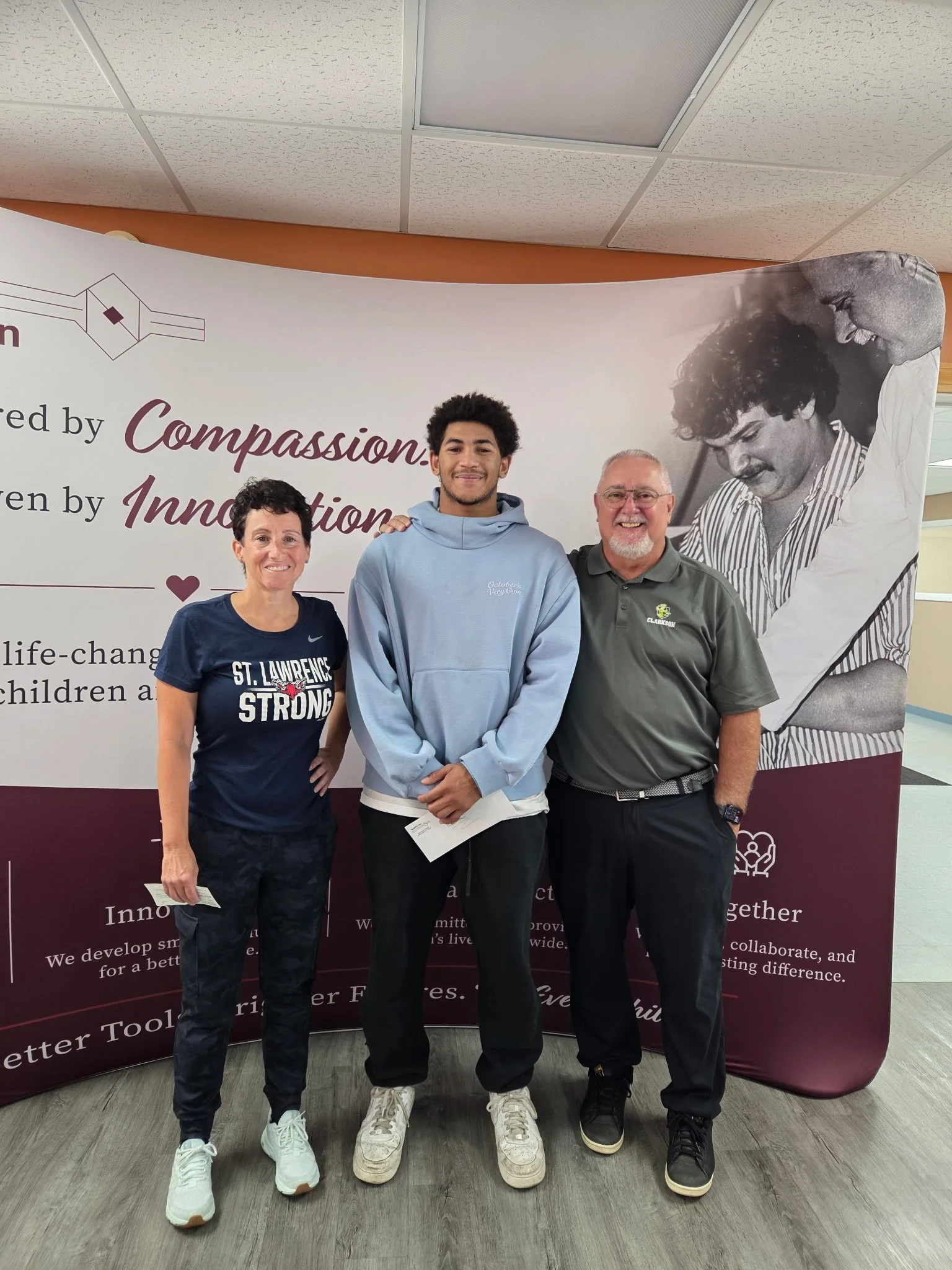 Michelle Lalonde with Al Tower Jr and Ayden Beach, heading to Palmetto Post Grad Basketball Academy