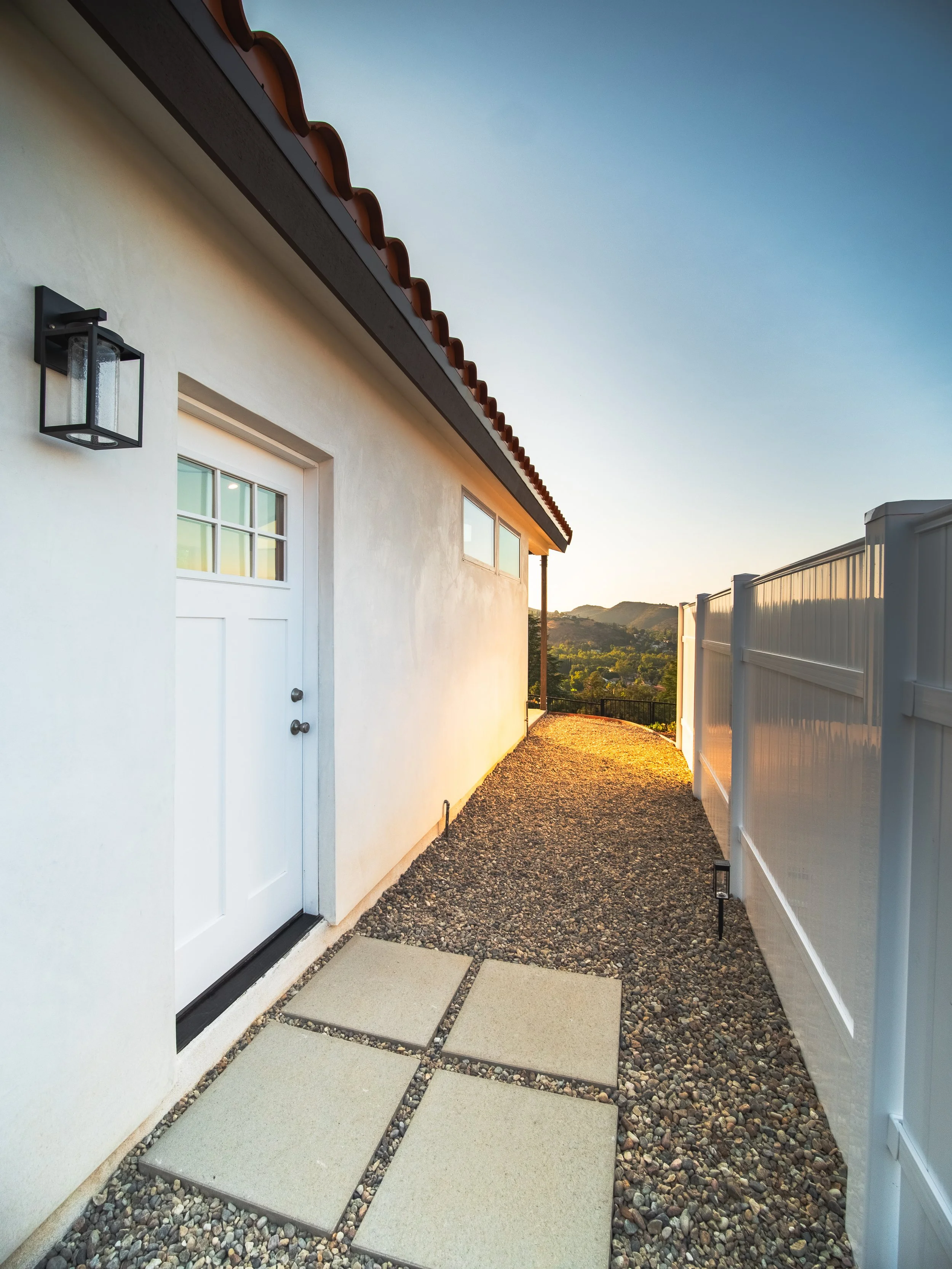 private, secure walkway to the guest residence entry
