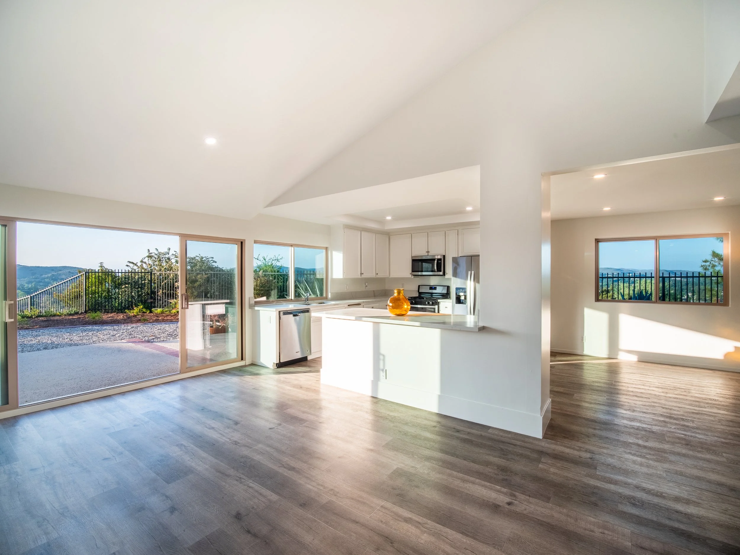 an additional view from the dining or cocktail space adjacent to the kitchen 