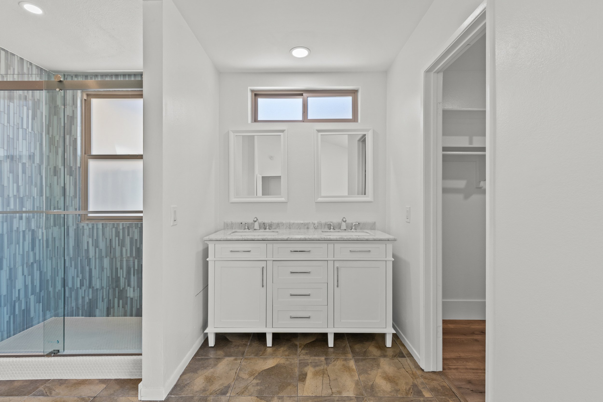 master bathroom with huge walk-in closet