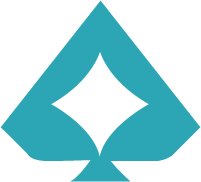 Stylized blue spade symbol with a diamond shape at its center