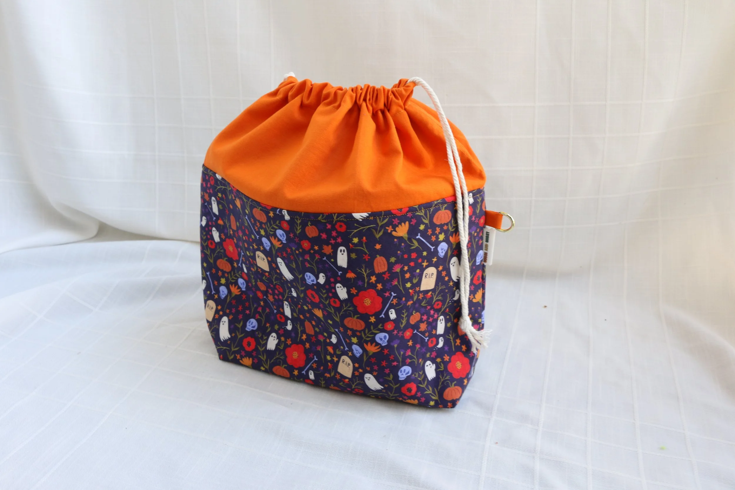Floral Graveyard (Midnight) Medium Drawstring Project Bag
