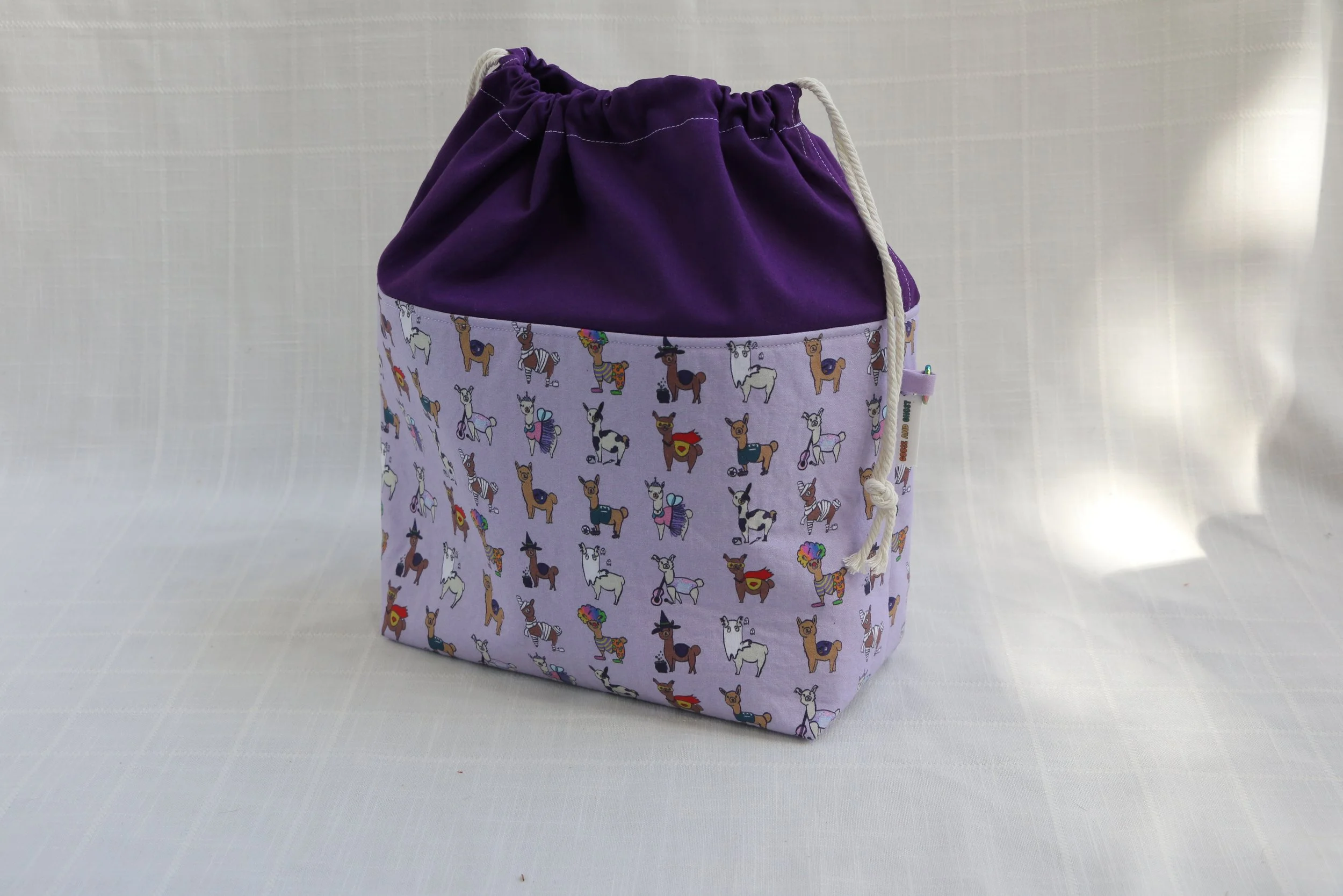Costumed Alpacas Medium Drawstring Project Bag