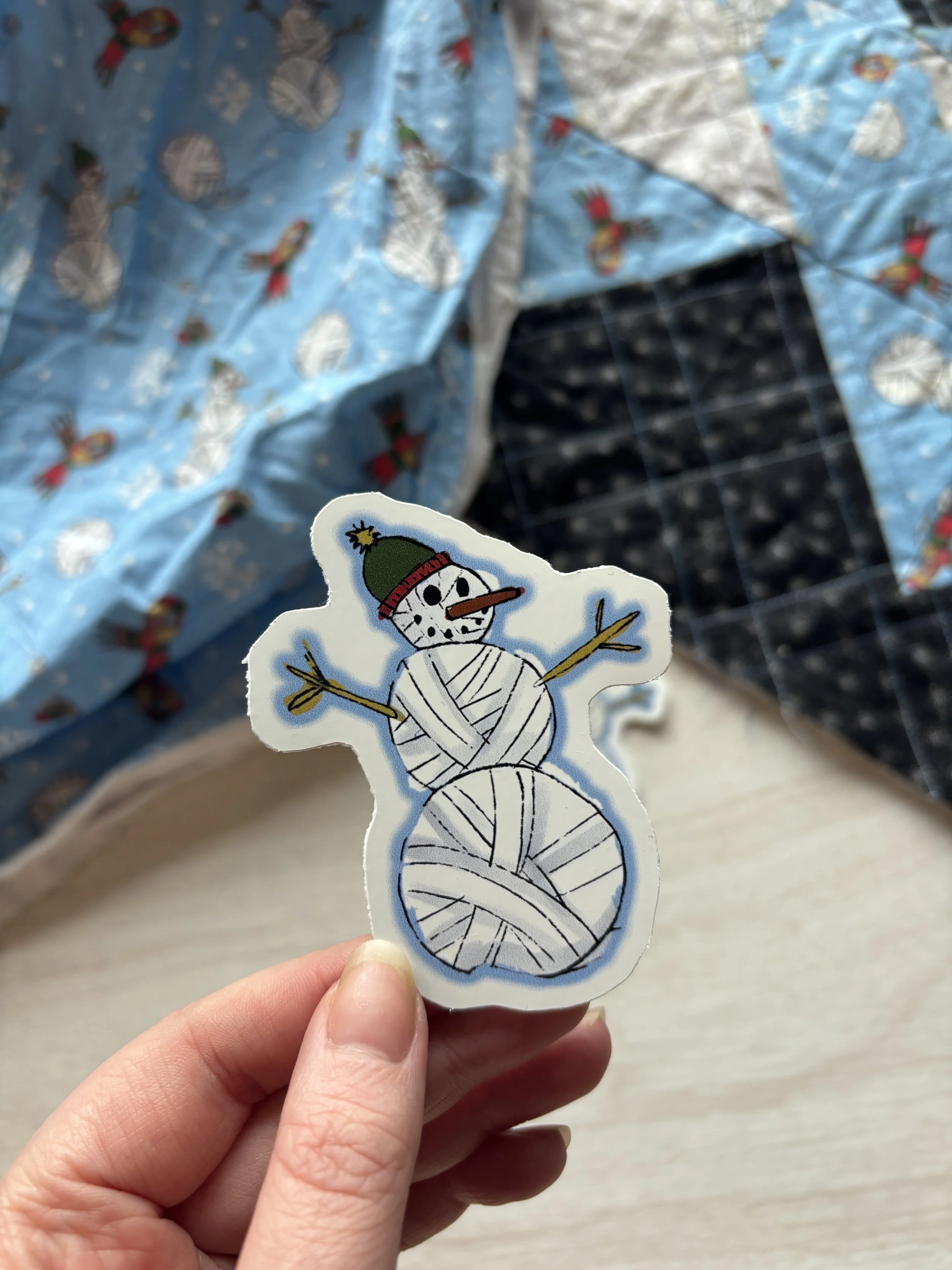 Yarnball Snowman Sticker