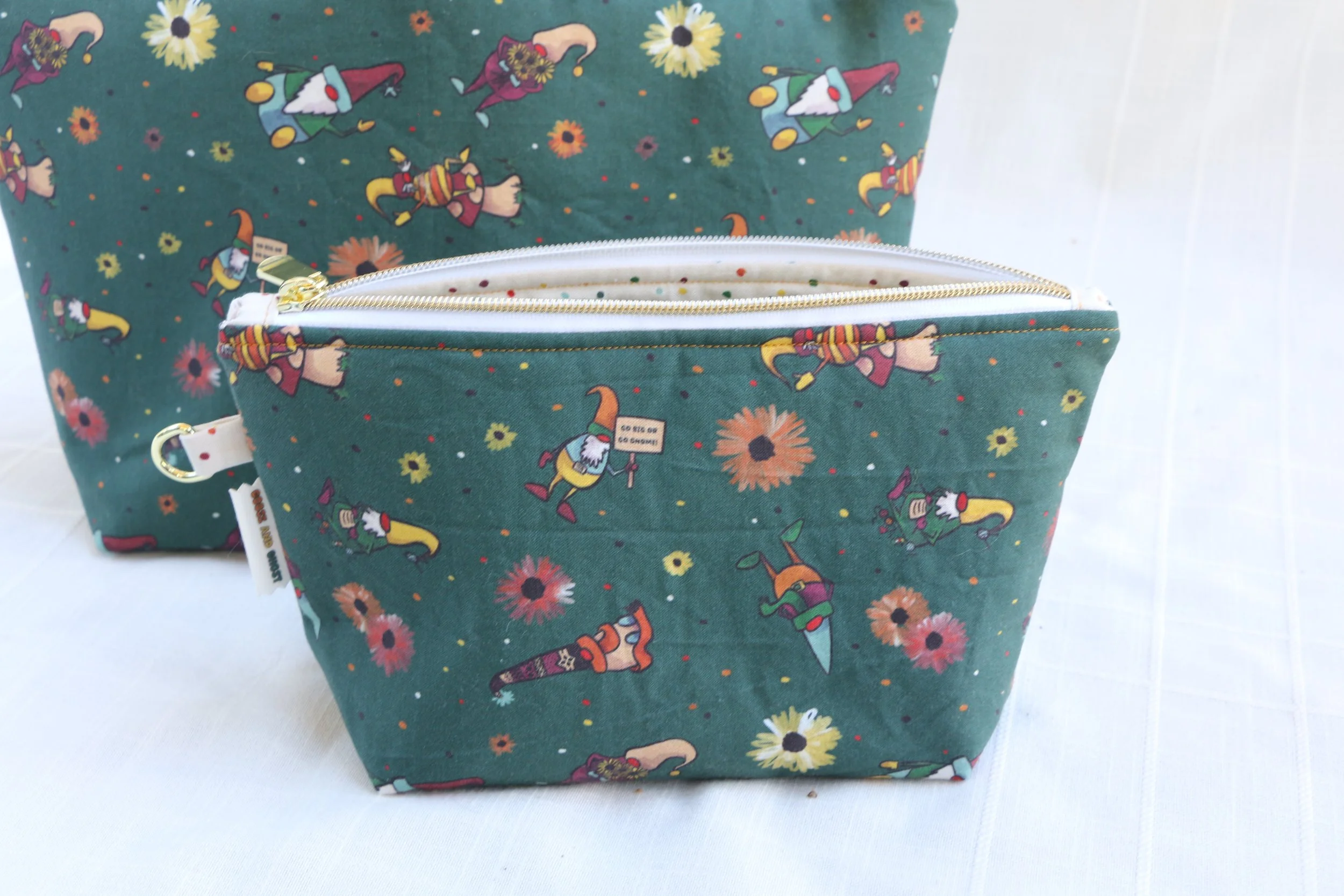 Gnomes Small Zipper Project Bag