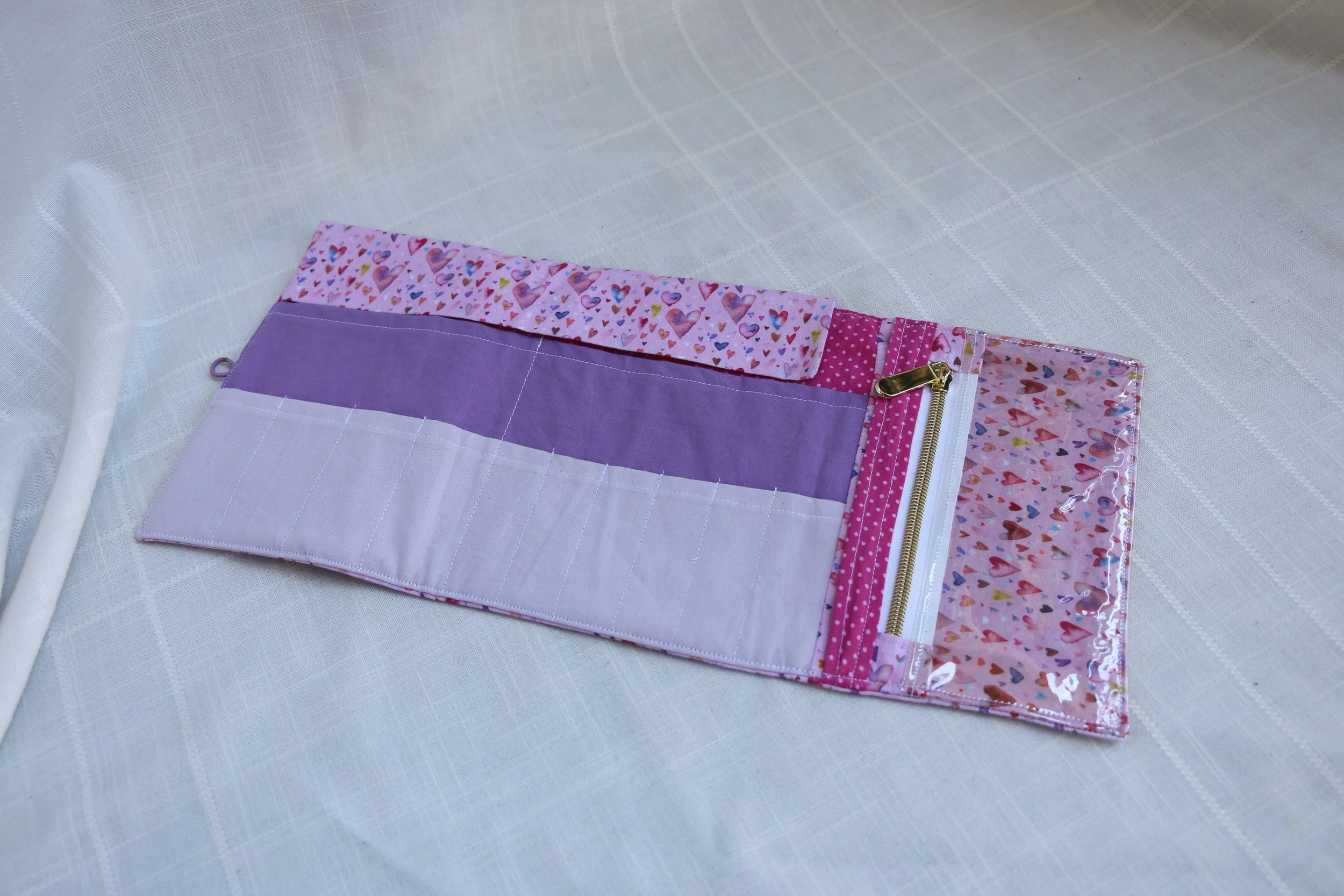Pink Love Hearts Needle & Hook Case