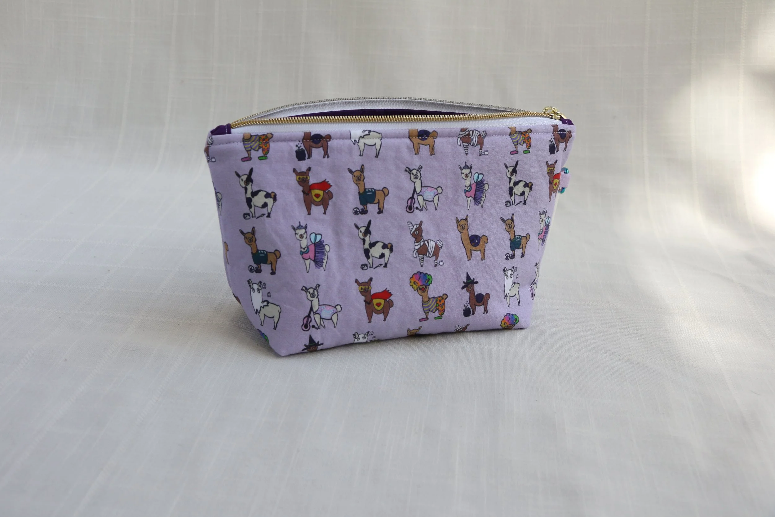 Costumed Alpacas Small Zipper Project Bag