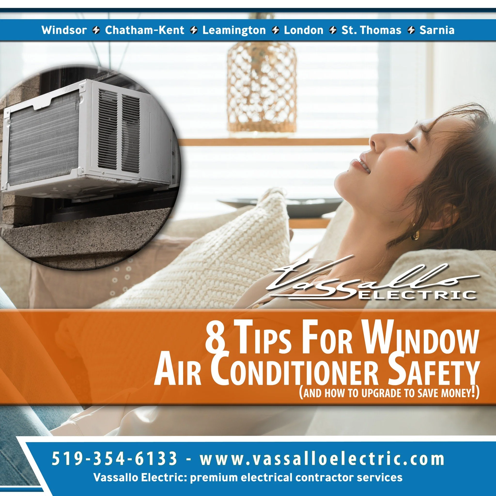 🌡️❄️ Window Air Conditioner Safety: Keep Your Home Cool &amp; Safe This Summer

Window air conditioners work hard during hot weather, but using them safely is just as important as staying cool.

Here are a few tips from the team at Vassallo Electric