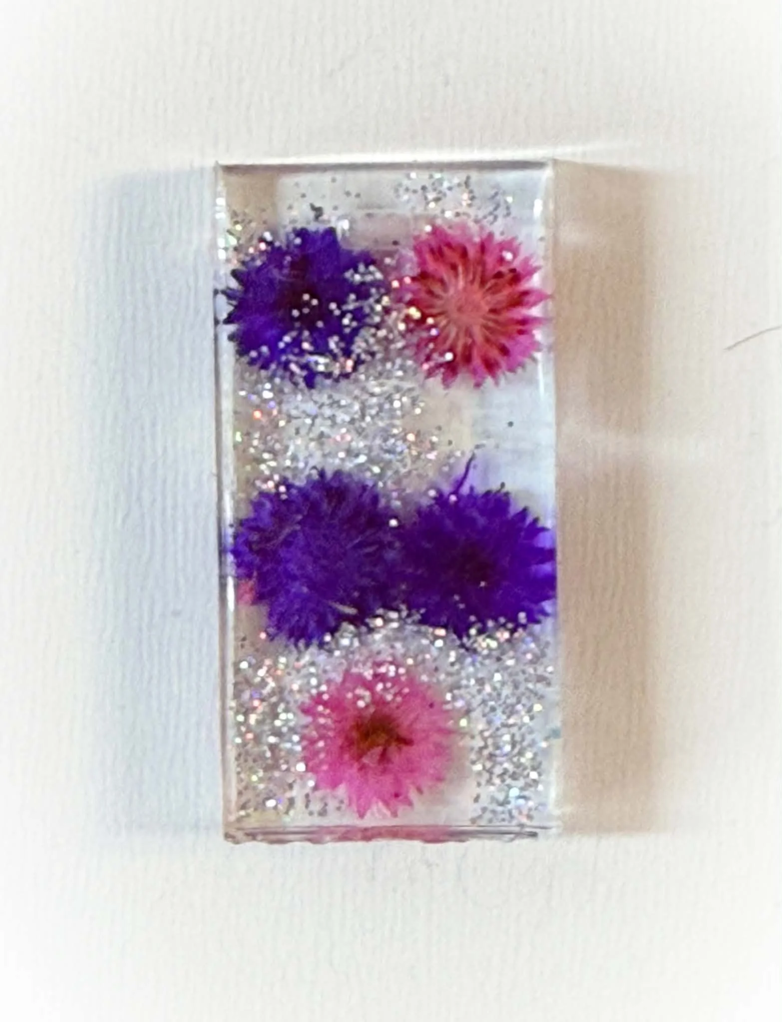 Wildflower Sparkle Resin Pendant – Purple & Pink Garden