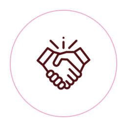Icon of two hands shaking representing agreement or partnership.