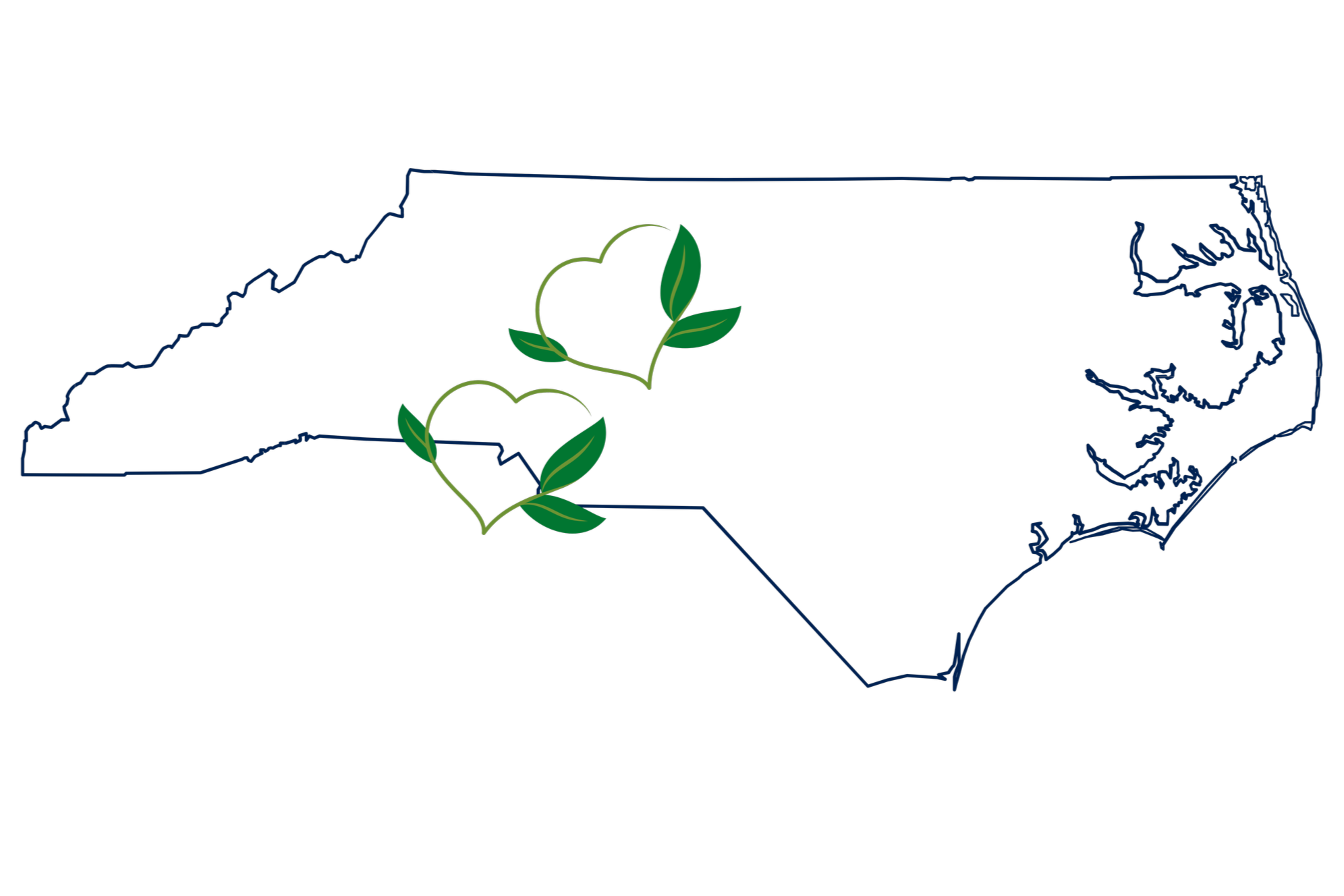 Map of North Carolina highlighting Davidson, Forsyth, and Mecklenburg counties served by Evergreen Therapeutics ABA therapy.