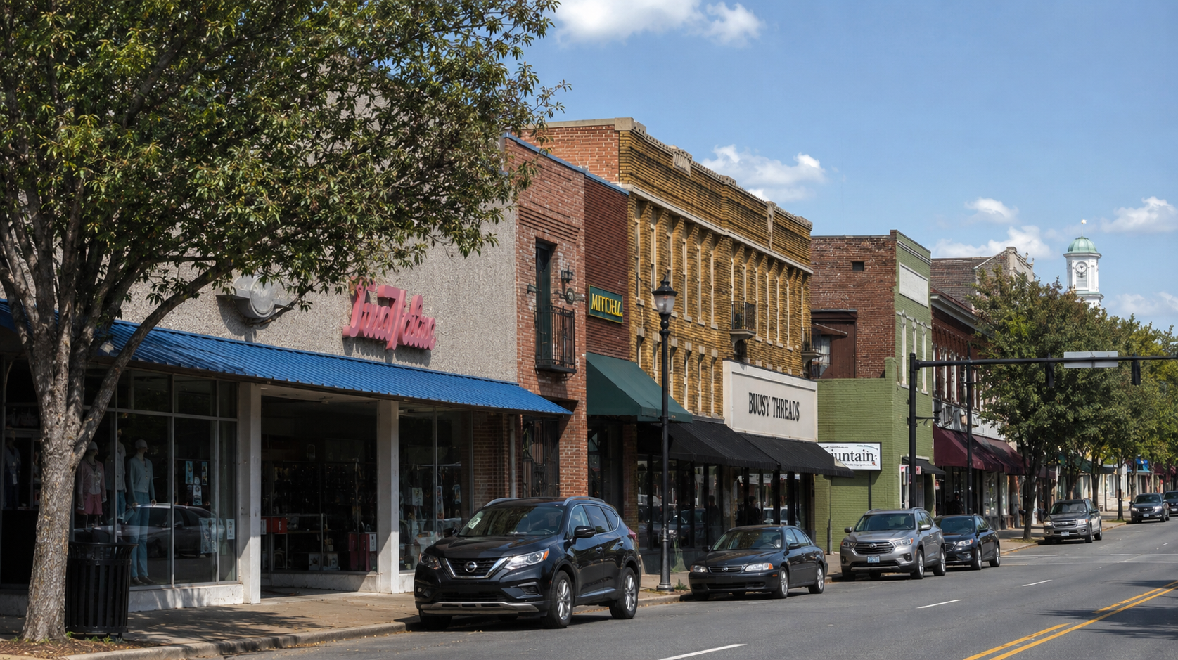 Downtown Lexington, North Carolina Main Street, an area served by Evergreen Therapeutics ABA therapy.