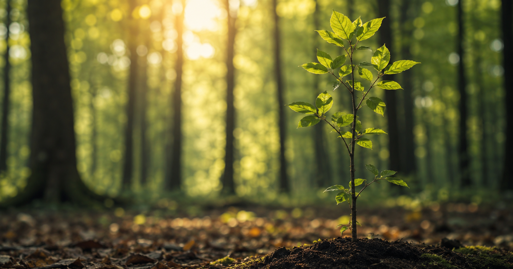 A growing sapling in a forest, symbolizing the mission of Evergreen Therapeutics autism support in Thomasville, Davidson County, and Forsyth County, NC.