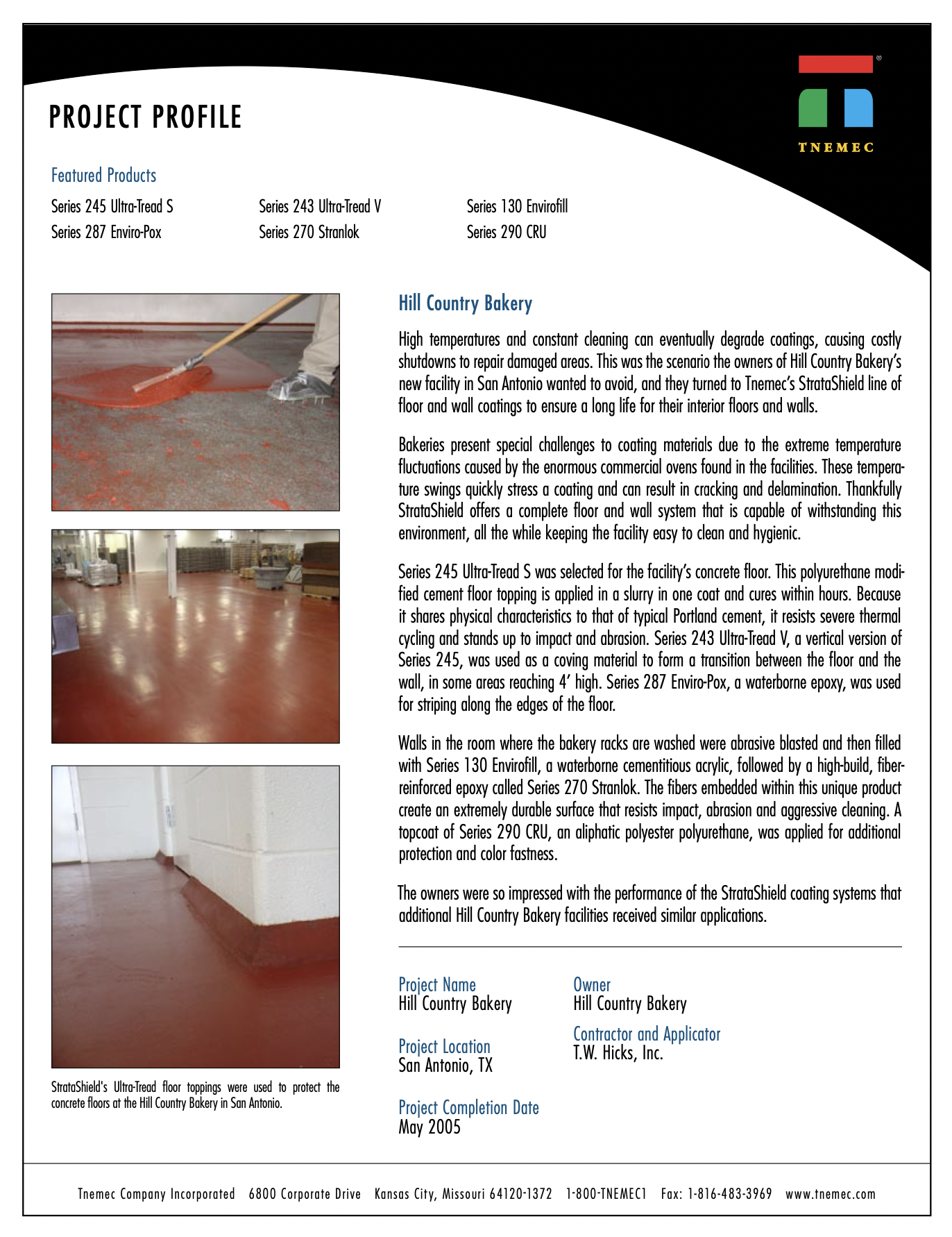 T.W. Hicks Featured in TNEMEC - Hill Country Bakery