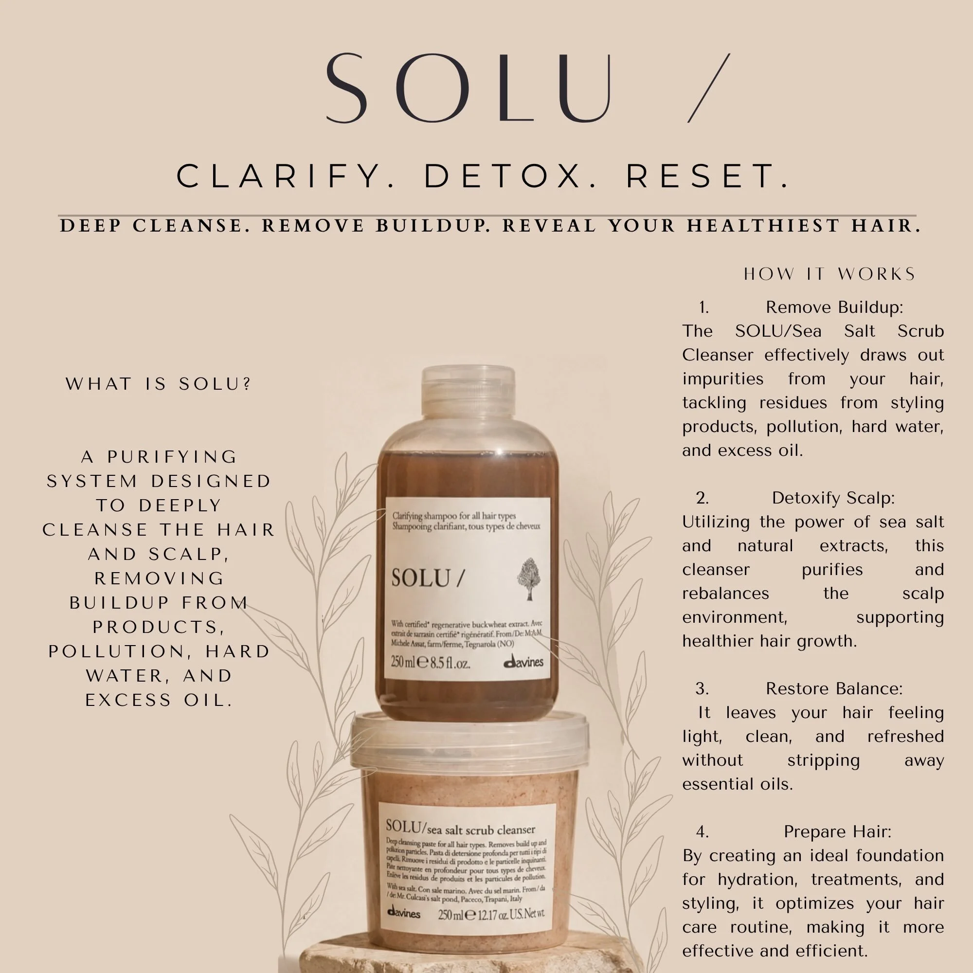 feeling like your not quite getting your hair clean enough? 🫧
Might be the perfect time to try SOLU within your hair routine this clarifying shampoo is great for post workout washing, pool days, and summer long nights.  A deep clean, restart and res