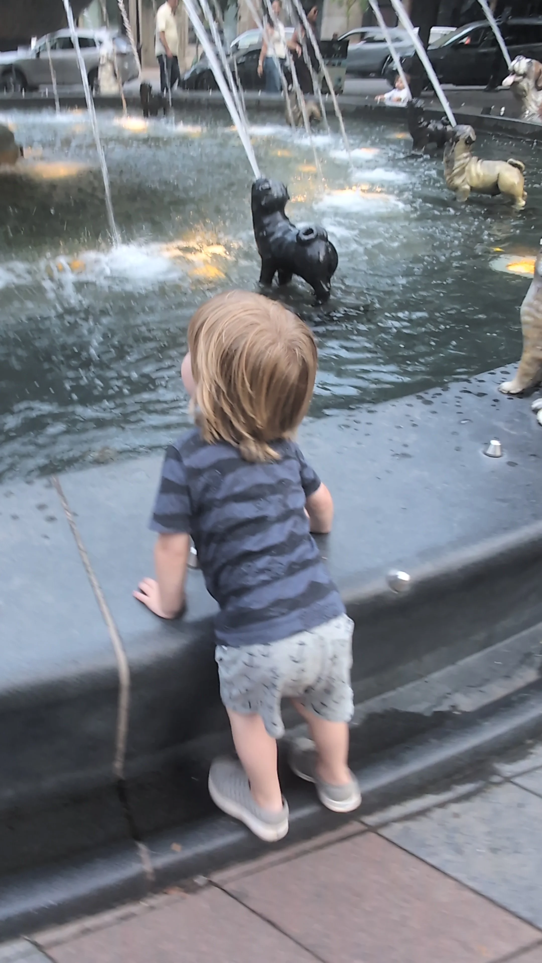 My brother at the dog fountain!