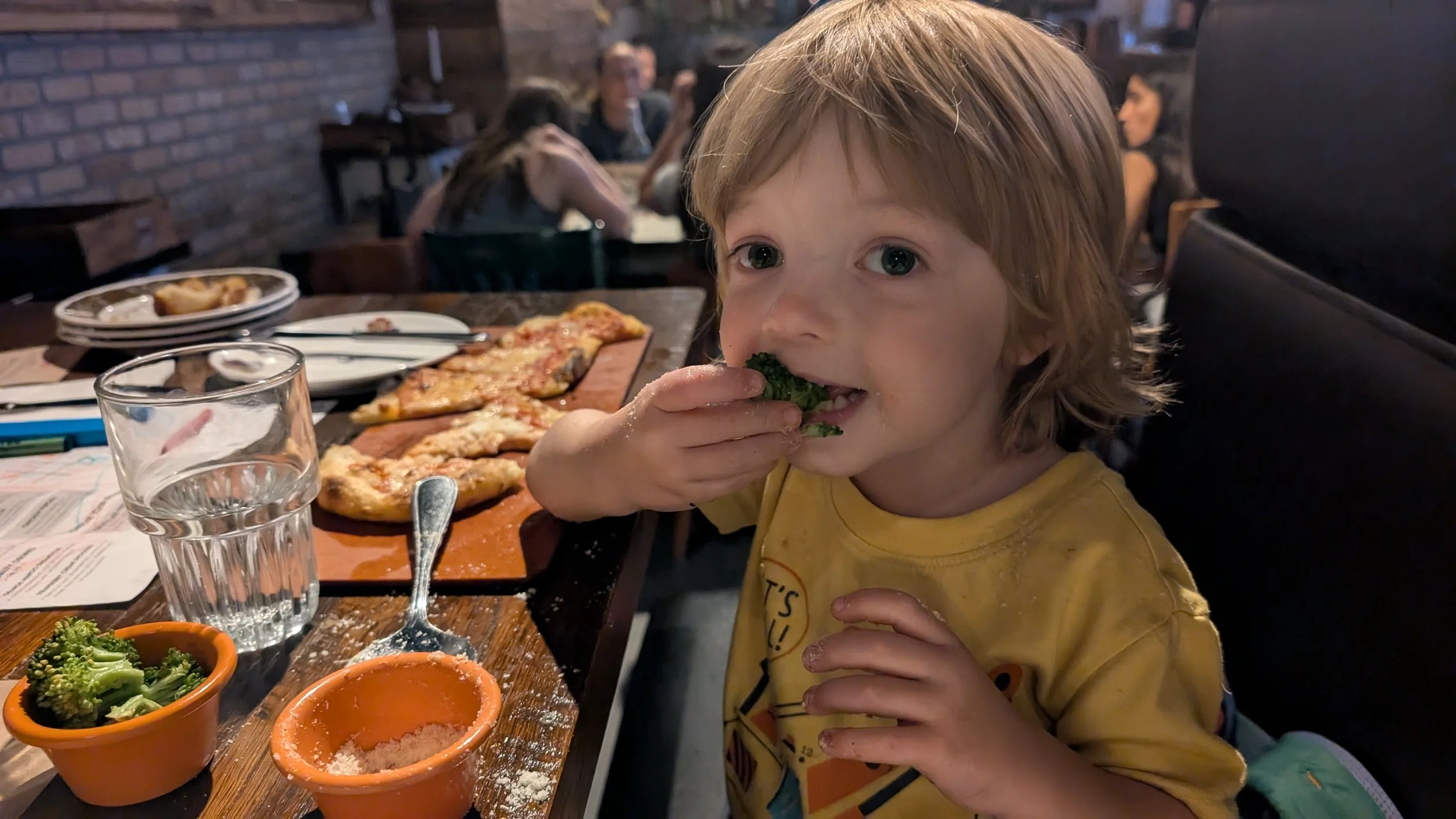 William enjoying broccoli!