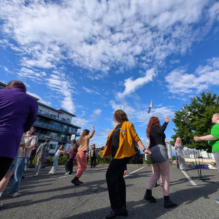 City Hall flag raising dance party