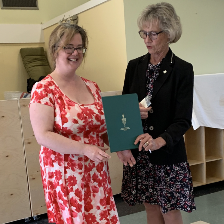 House of Commons award from Joyce Murray, then President of the Treasury Board of Canada