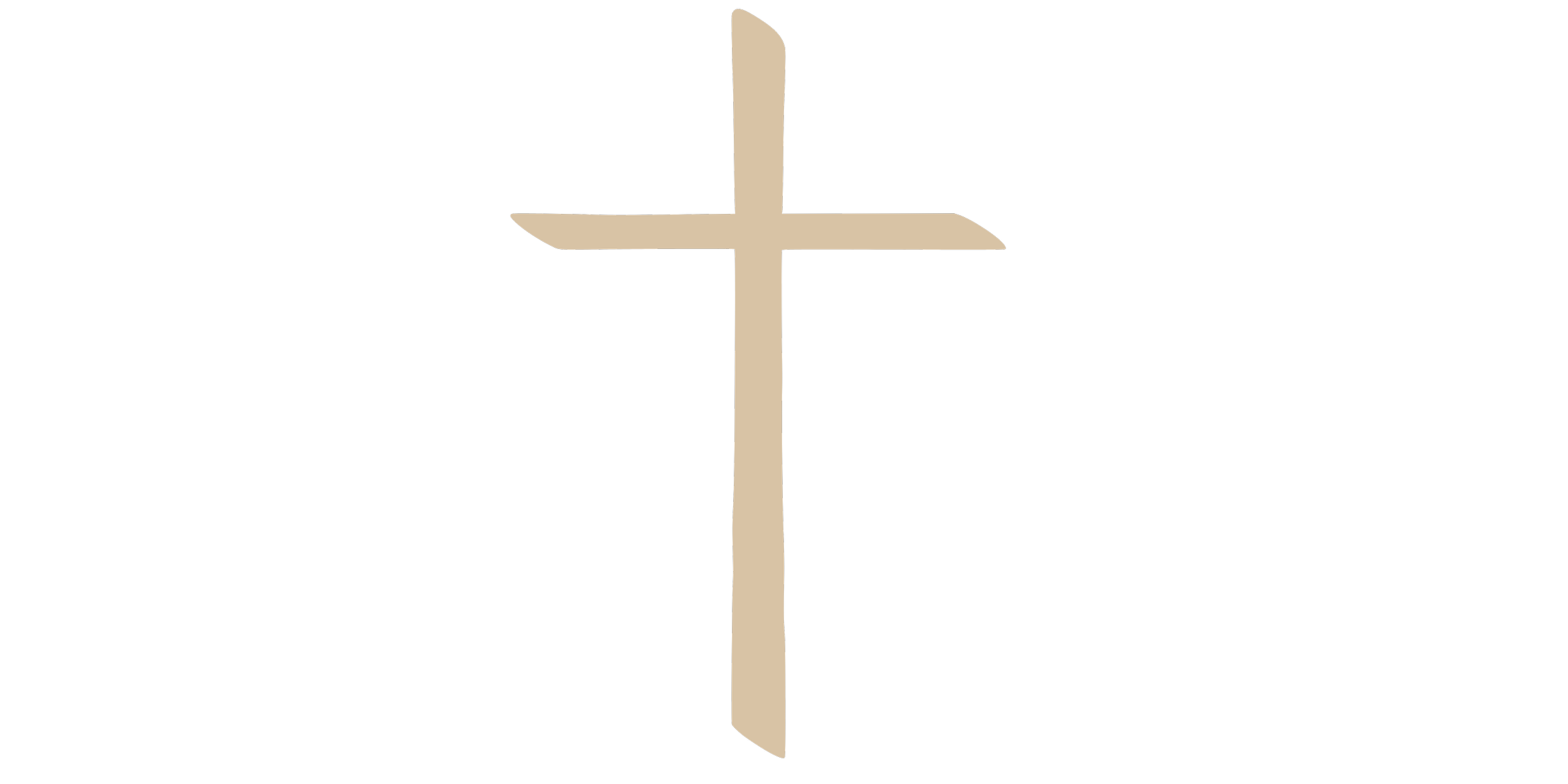 A beige crucifix with a vertical and horizontal bar, centered on a black background.