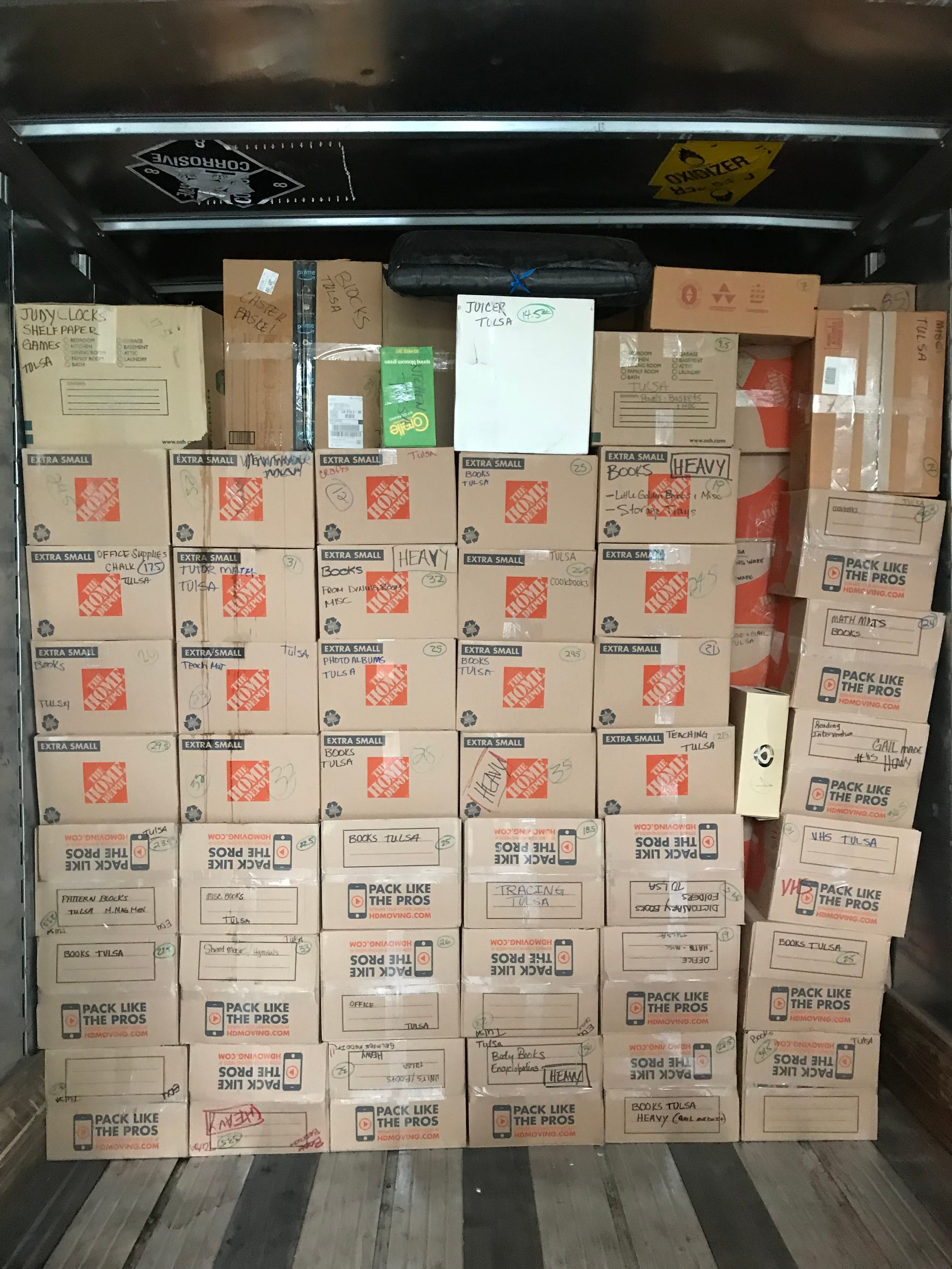 Simi Valley to Tulsa, OK - 80 Years in CA, School Teacher with lots of lessons and books loaded for next chapter -Middle of Trailer