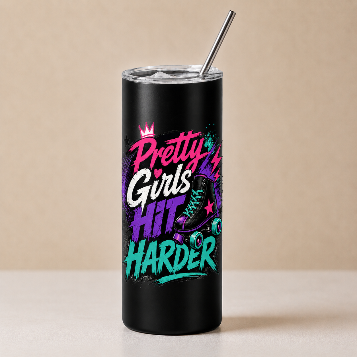 20oz Black Stainless Steel Skinny Tumbler - Pretty Girls