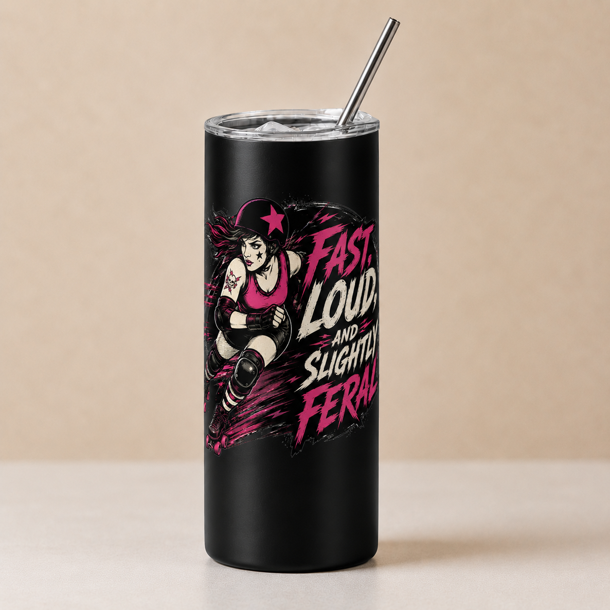 20oz Black Stainless Steel Skinny Tumbler - Slightly Feral
