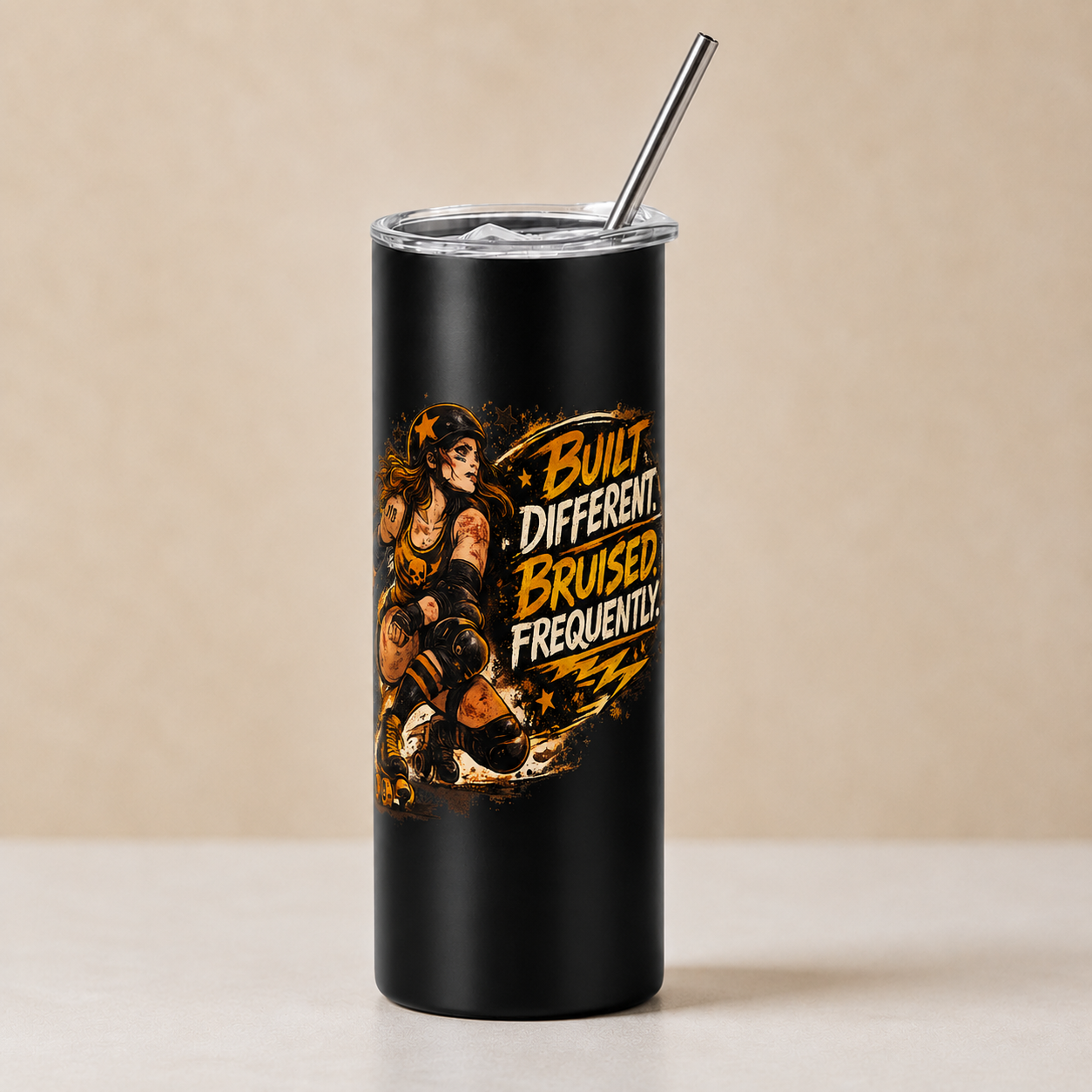 20oz Black Stainless Steel Skinny Tumbler - Built Differently
